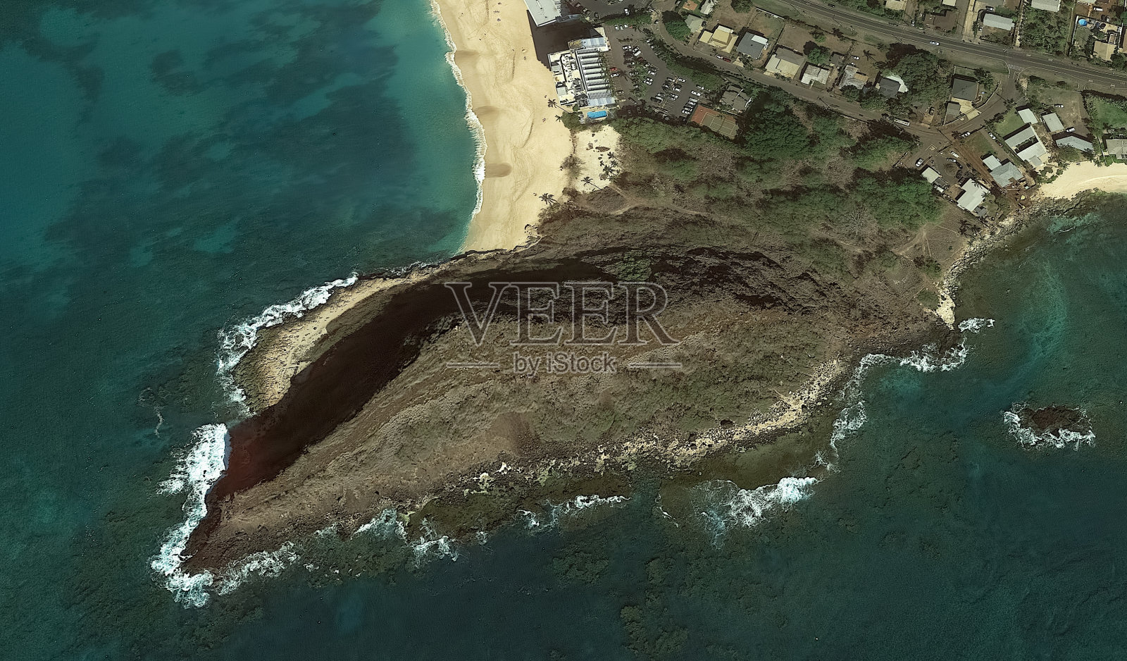 太平洋，夏威夷火奴鲁鲁与美国无人机的高度照片摄影图片