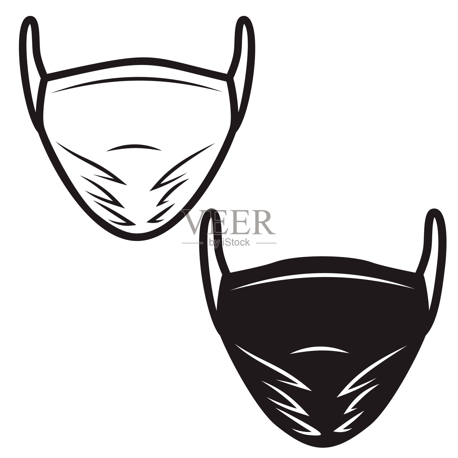 白色背景上隔离的医用呼吸口罩图标。COVID-19主题。海报、卡片、横幅、标牌的设计元素。矢量图插画图片素材