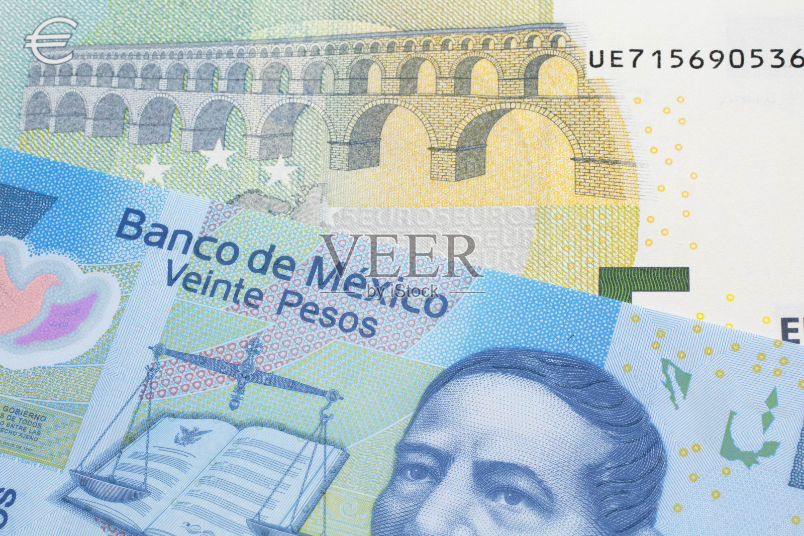 墨西哥货币在宏观上与欧盟货币接近照片摄影图片