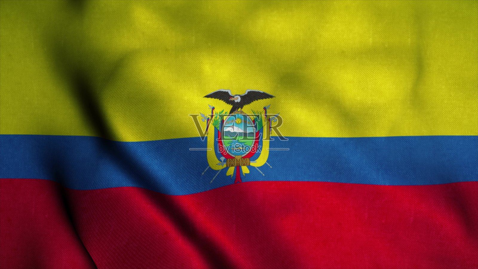 厄瓜多尔国旗在风中飘扬。厄瓜多尔国旗。厄瓜多尔标志。3d插图照片摄影图片