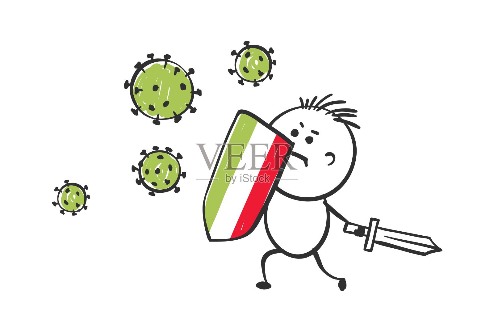 意大利抗击病毒。插画图片素材