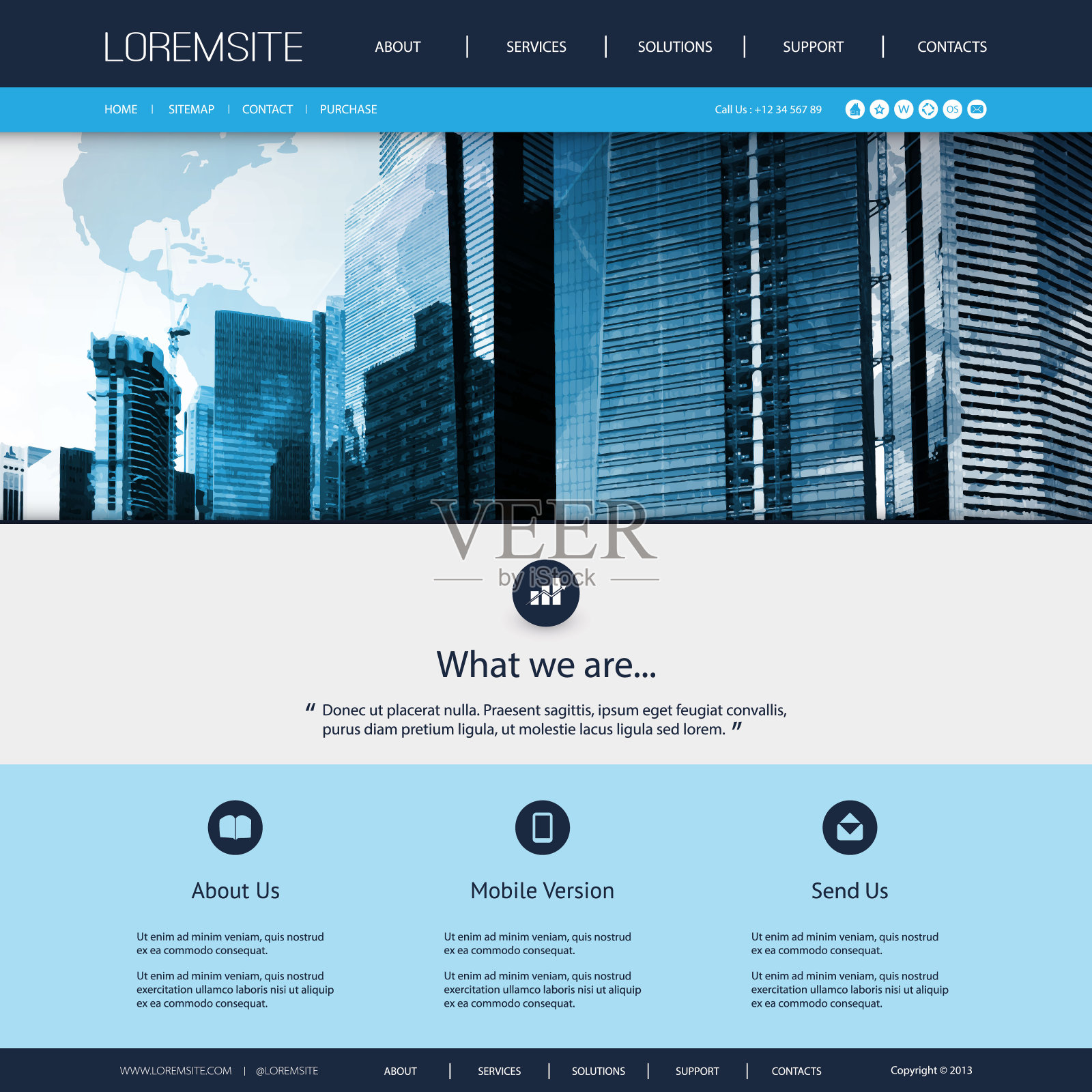 一页商业网站模板插画图片素材