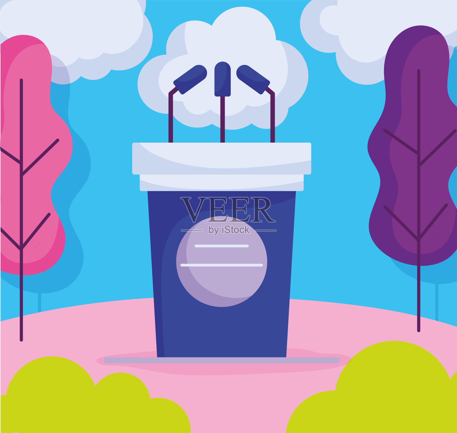 讲台麦克风政治选举民主投票插画图片素材