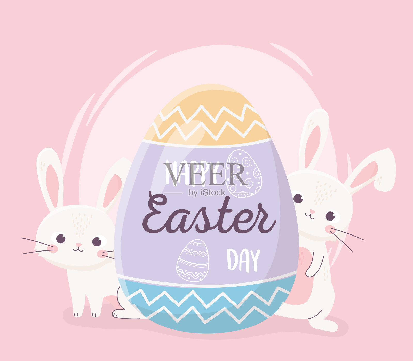 复活节兔子与字母在蛋装饰设计模板素材