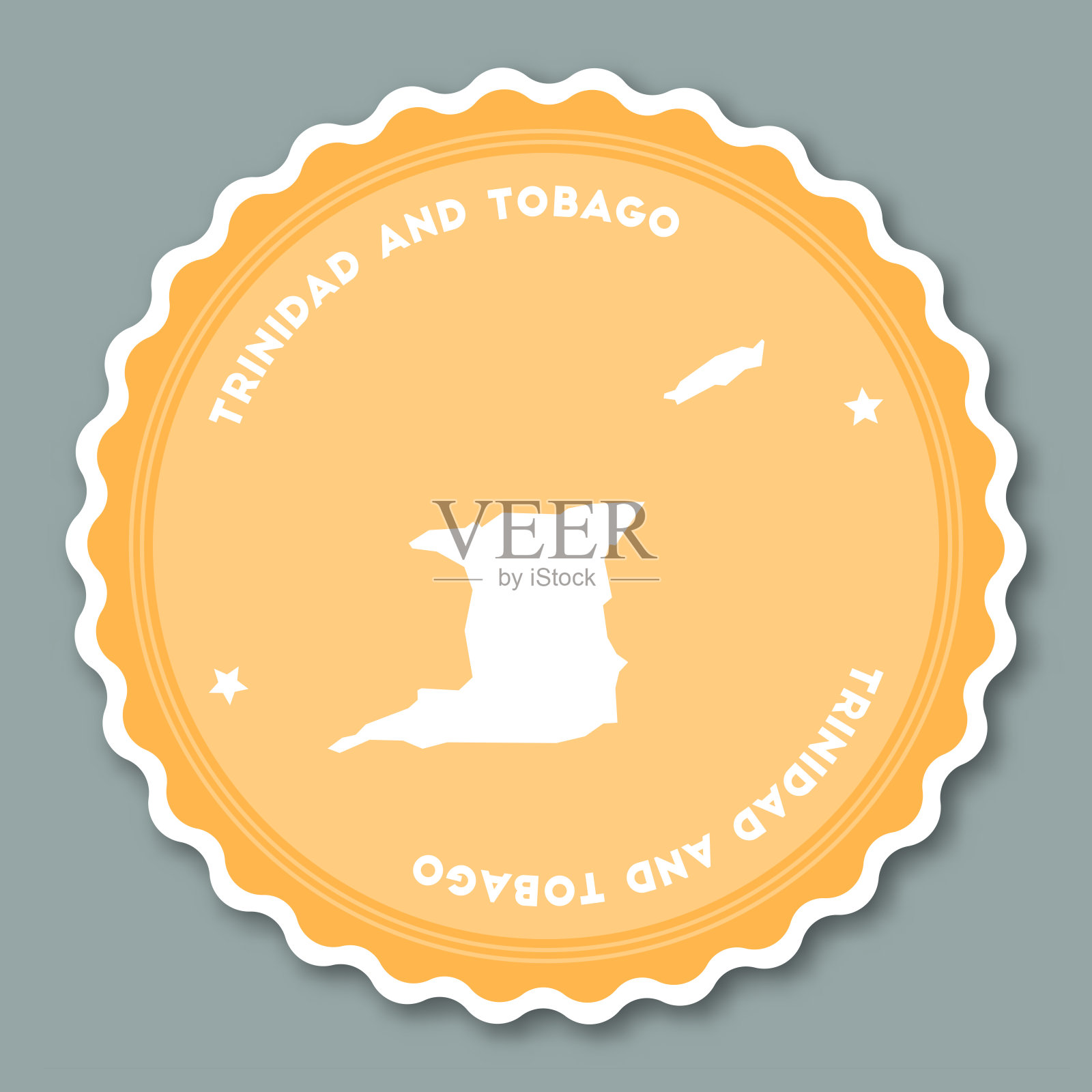 特立尼达和多巴哥不干胶平贴设计。插画图片素材