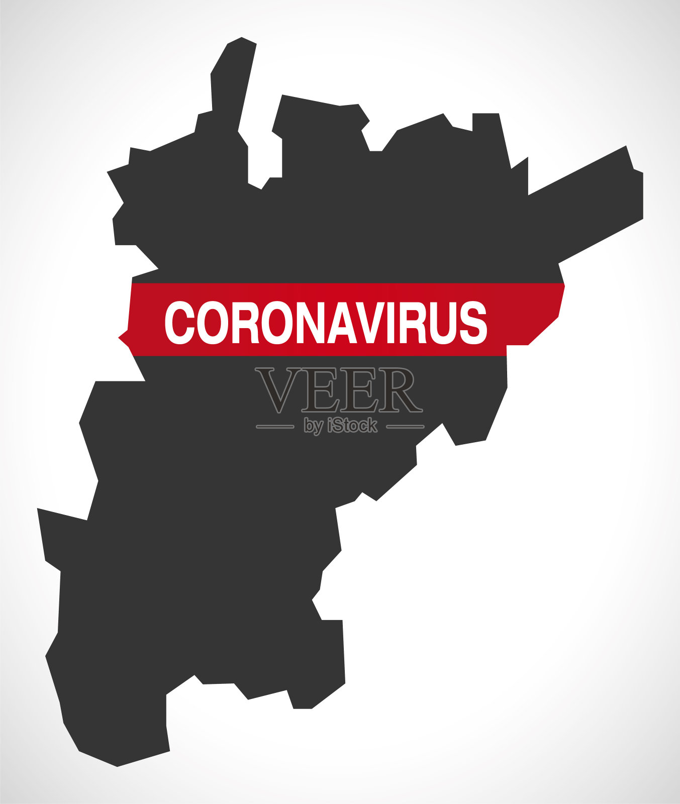 带有冠状病毒警告插图的瑞士广州地图插画图片素材