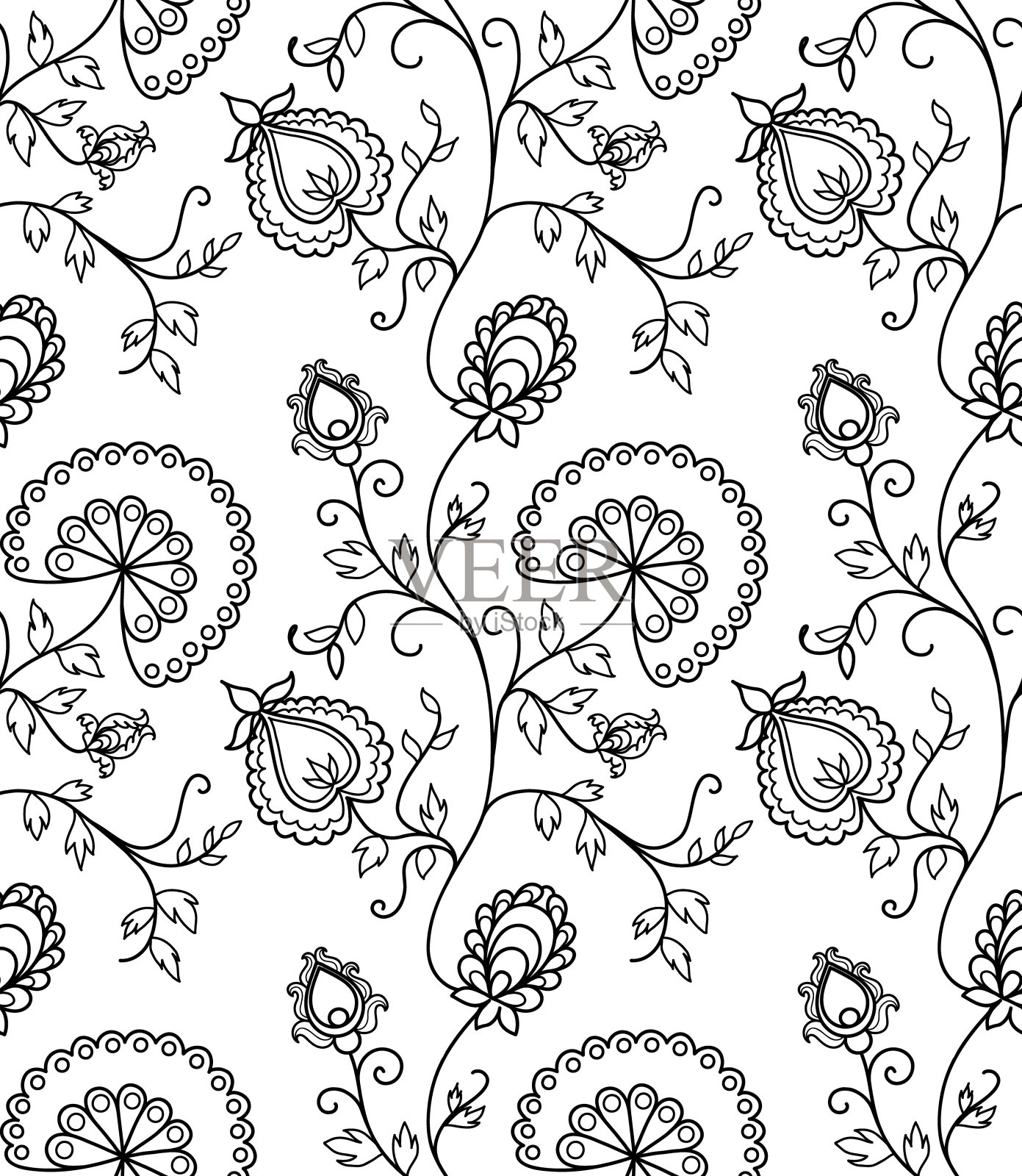 复古矢量无缝花图案插画图片素材