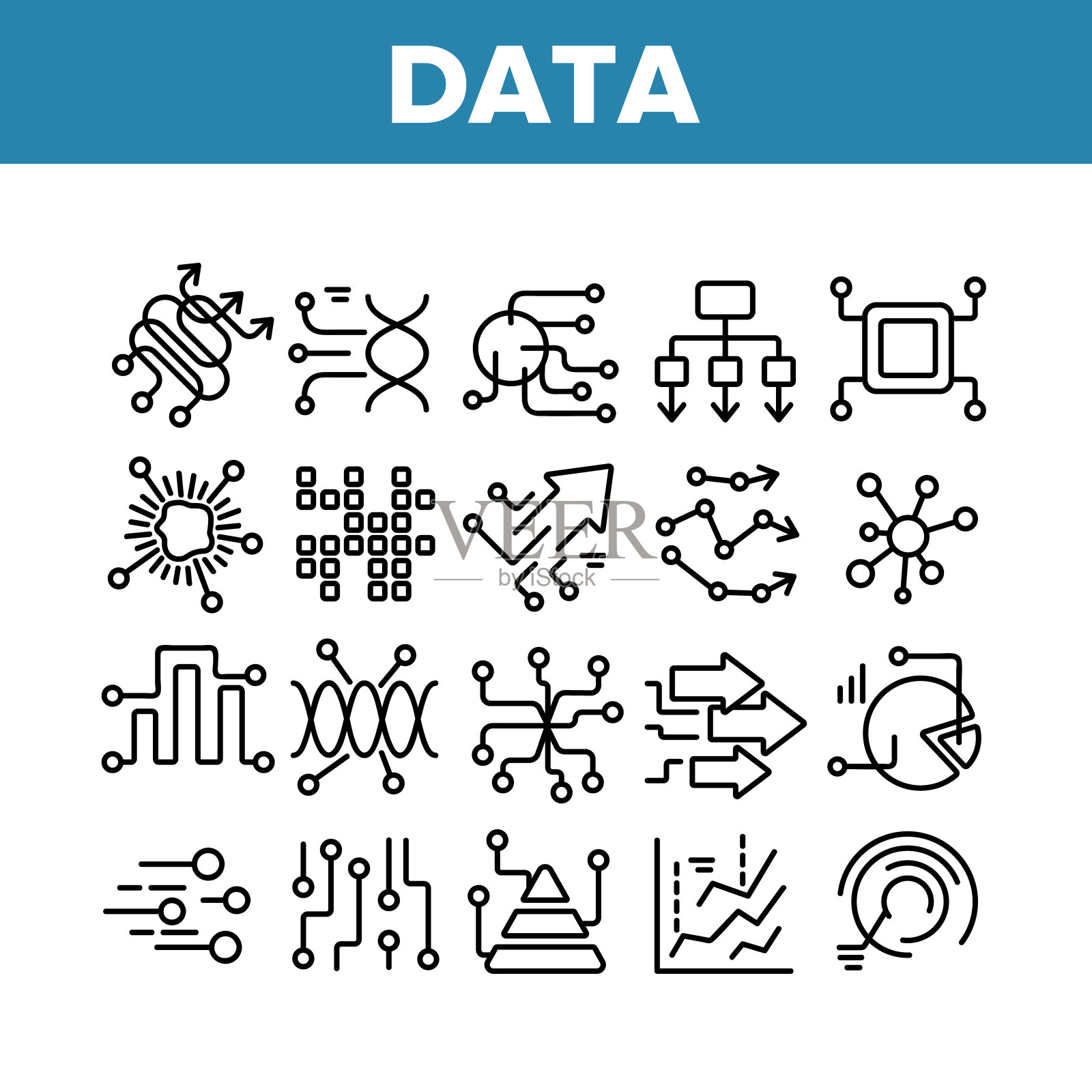 数据分析分析收集图标集向量插画图片素材