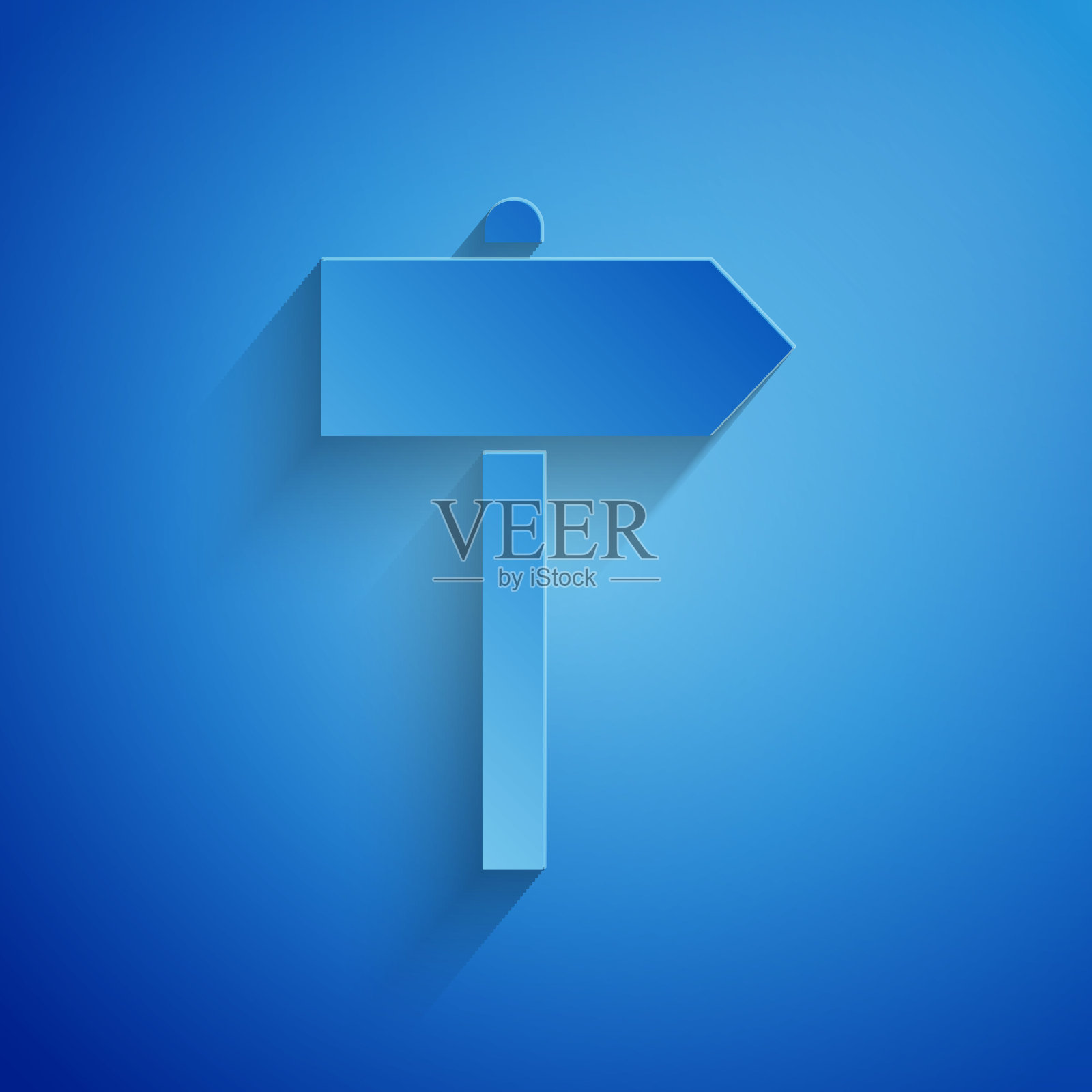 剪纸道路交通标志。路标图标孤立在蓝色背景上。指针的象征。街道信息信号。方向的信号。纸艺术风格。矢量图设计元素图片