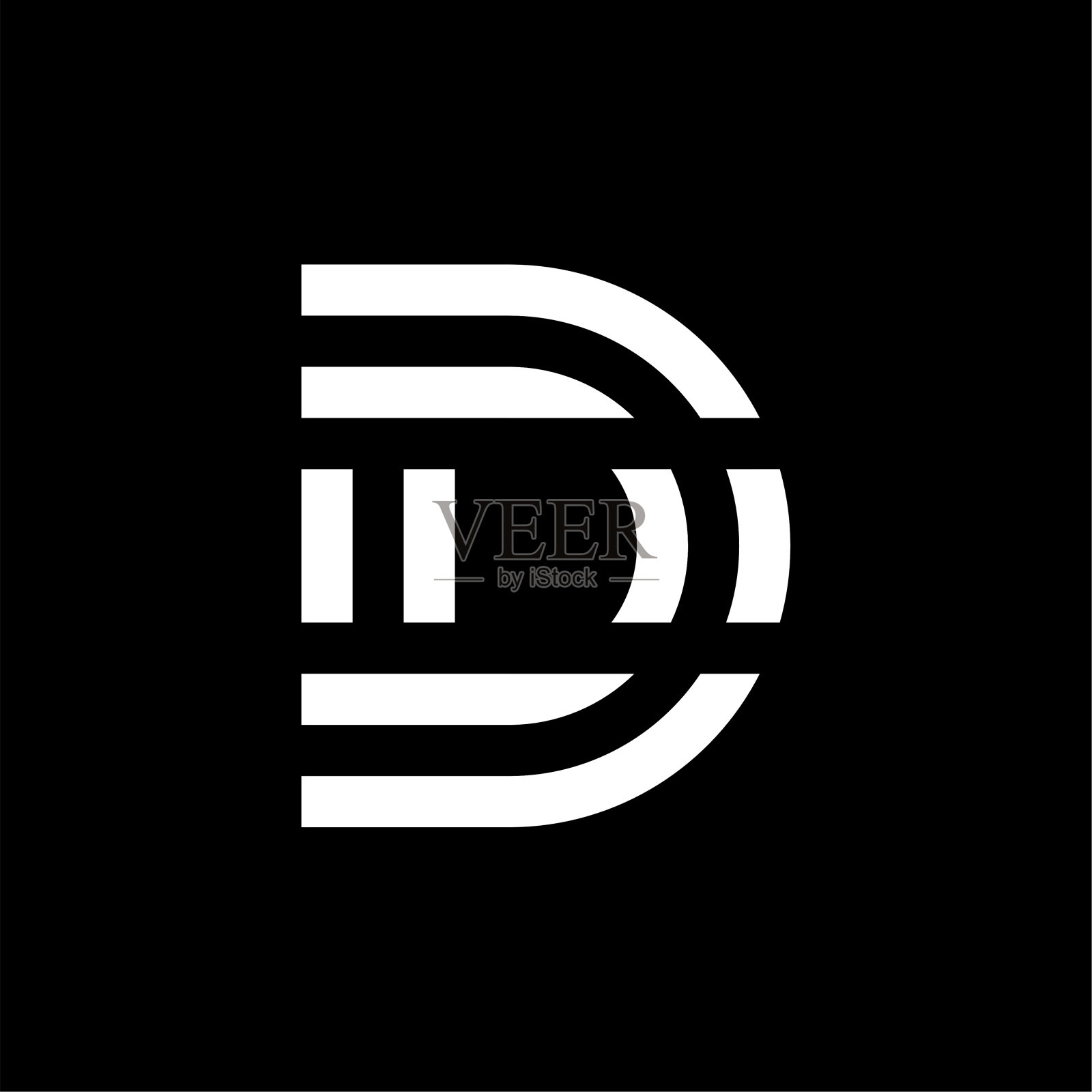 向量双线标志字母D设计元素图片