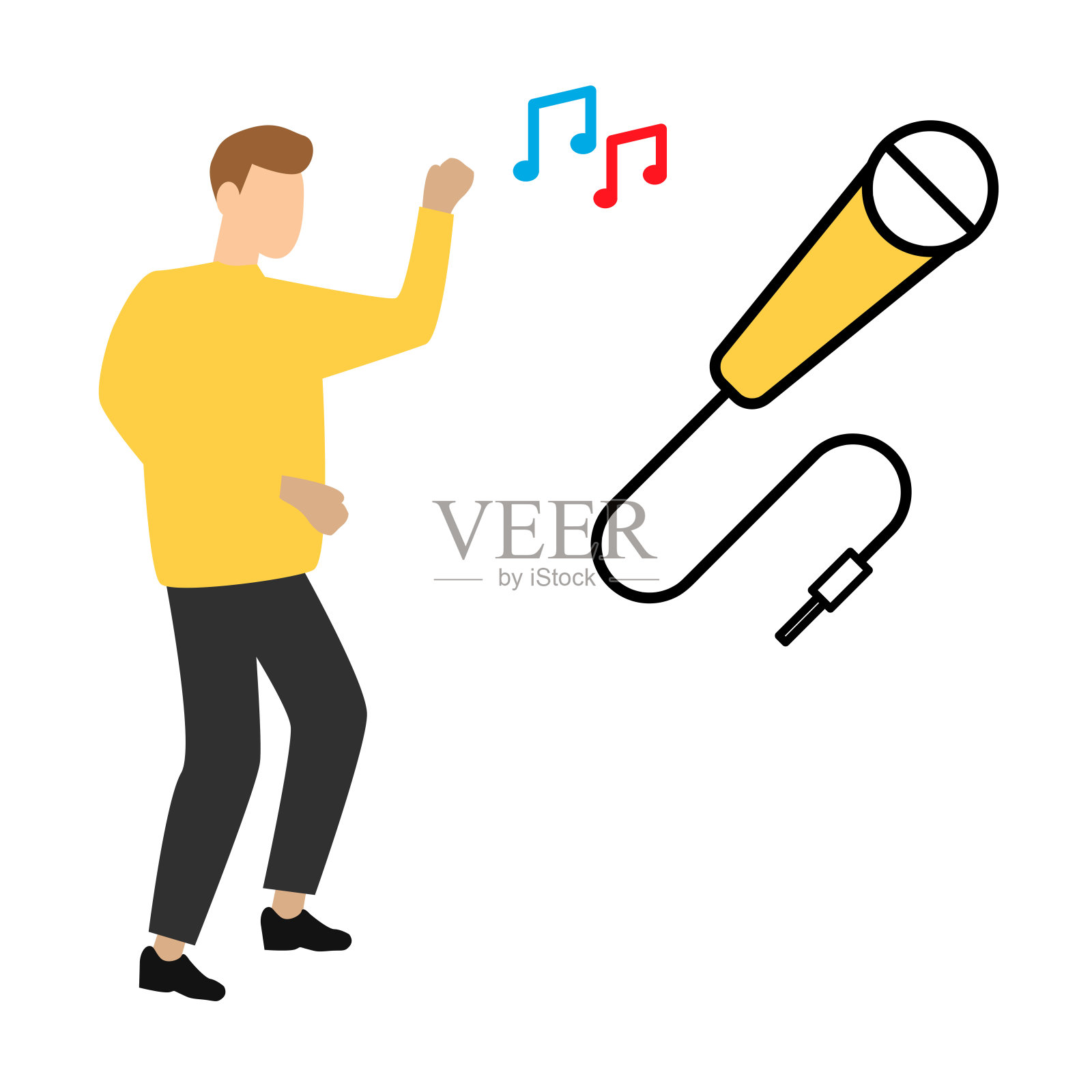 麦克风矢量图标。移动概念和网页设计插画图片素材