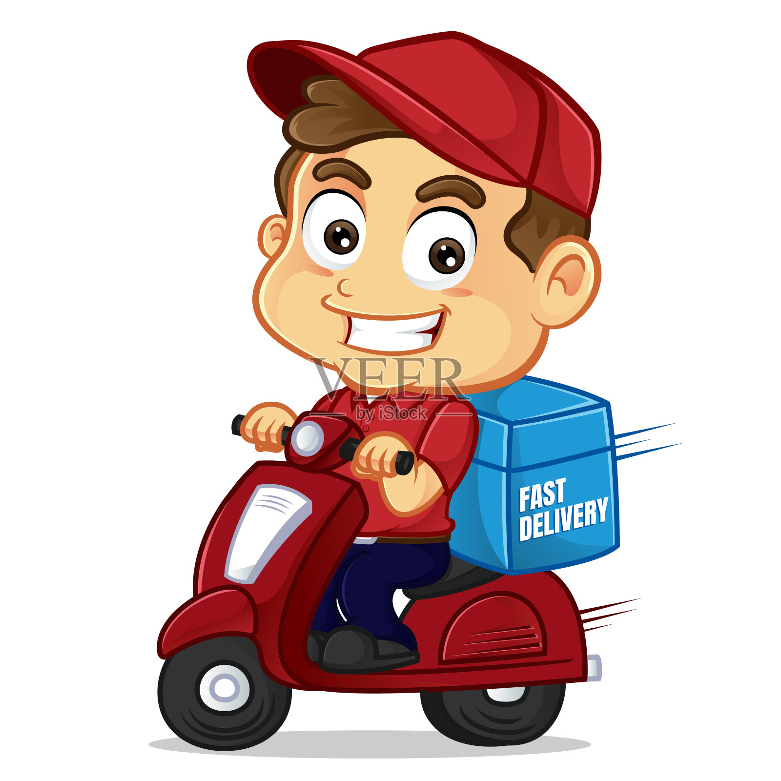 送餐员骑着摩托车送餐插画图片素材