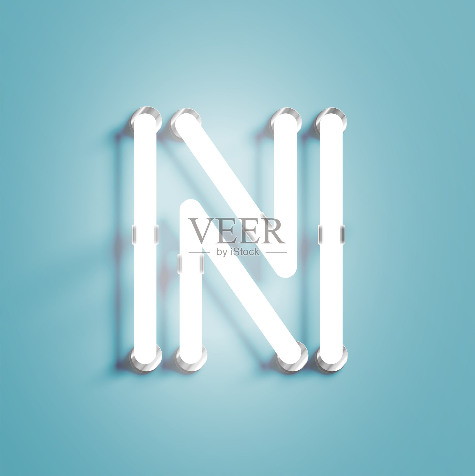 现实霓虹灯字符从字体，矢量插图插画图片素材