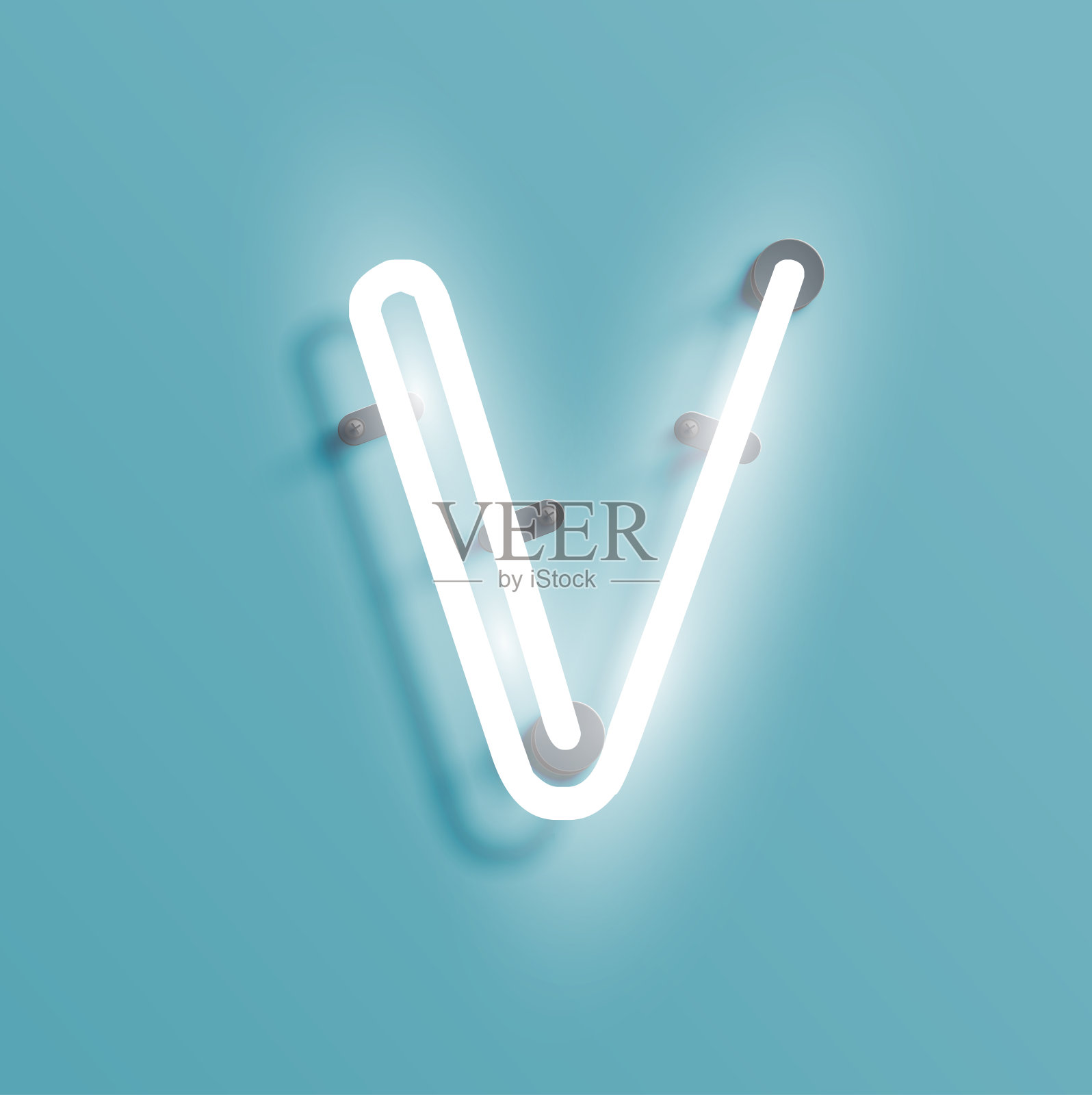 现实霓虹灯字符从字体，矢量插图设计元素图片