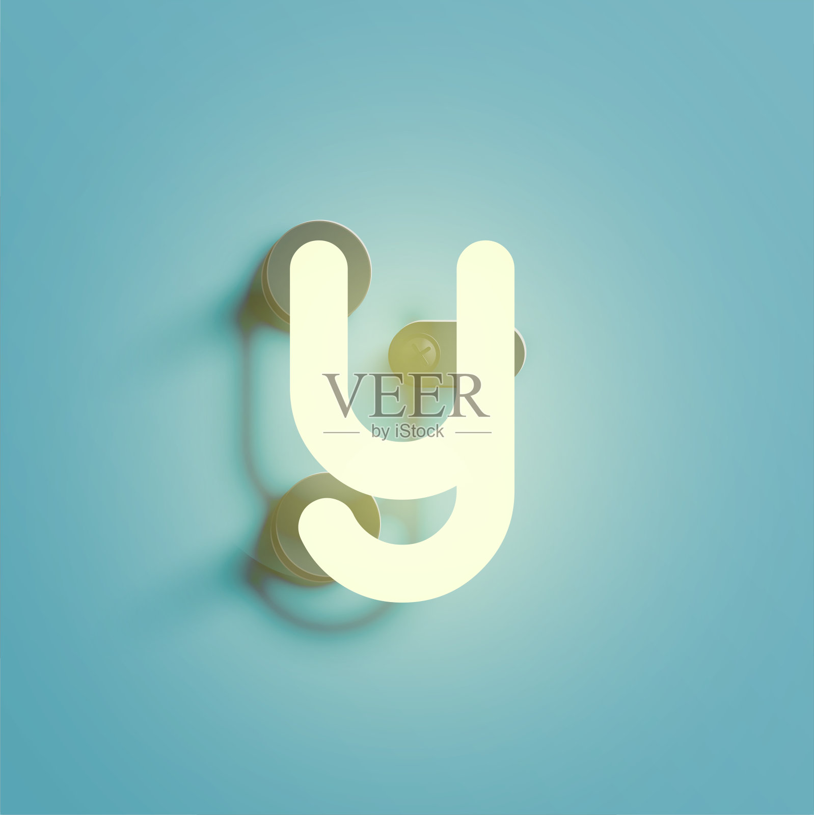 现实霓虹灯字符从字体，矢量插图设计元素图片