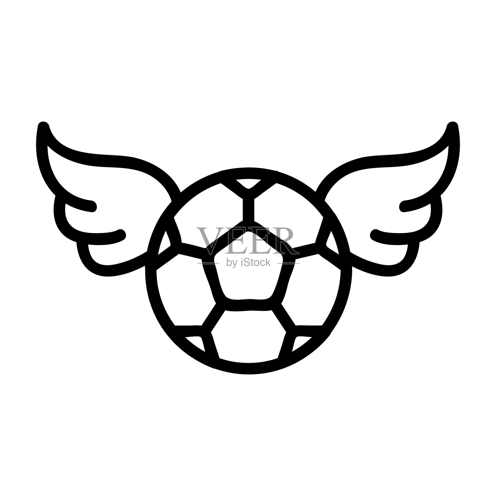 球和翅膀足球球迷的图标向量。孤立轮廓符号插图插画图片素材
