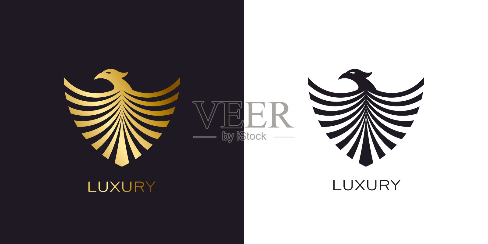 凤凰金崛起标志风格化的金色火鸟插画图片素材