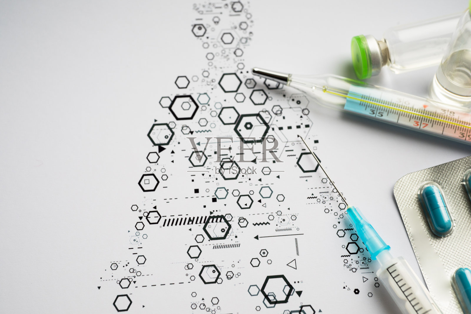 安瓿和注射器的科学背景照片摄影图片