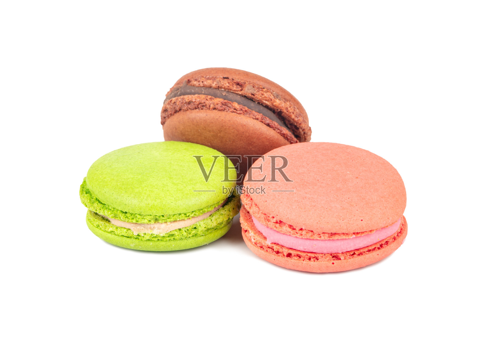 三个彩色的杏仁饼照片摄影图片