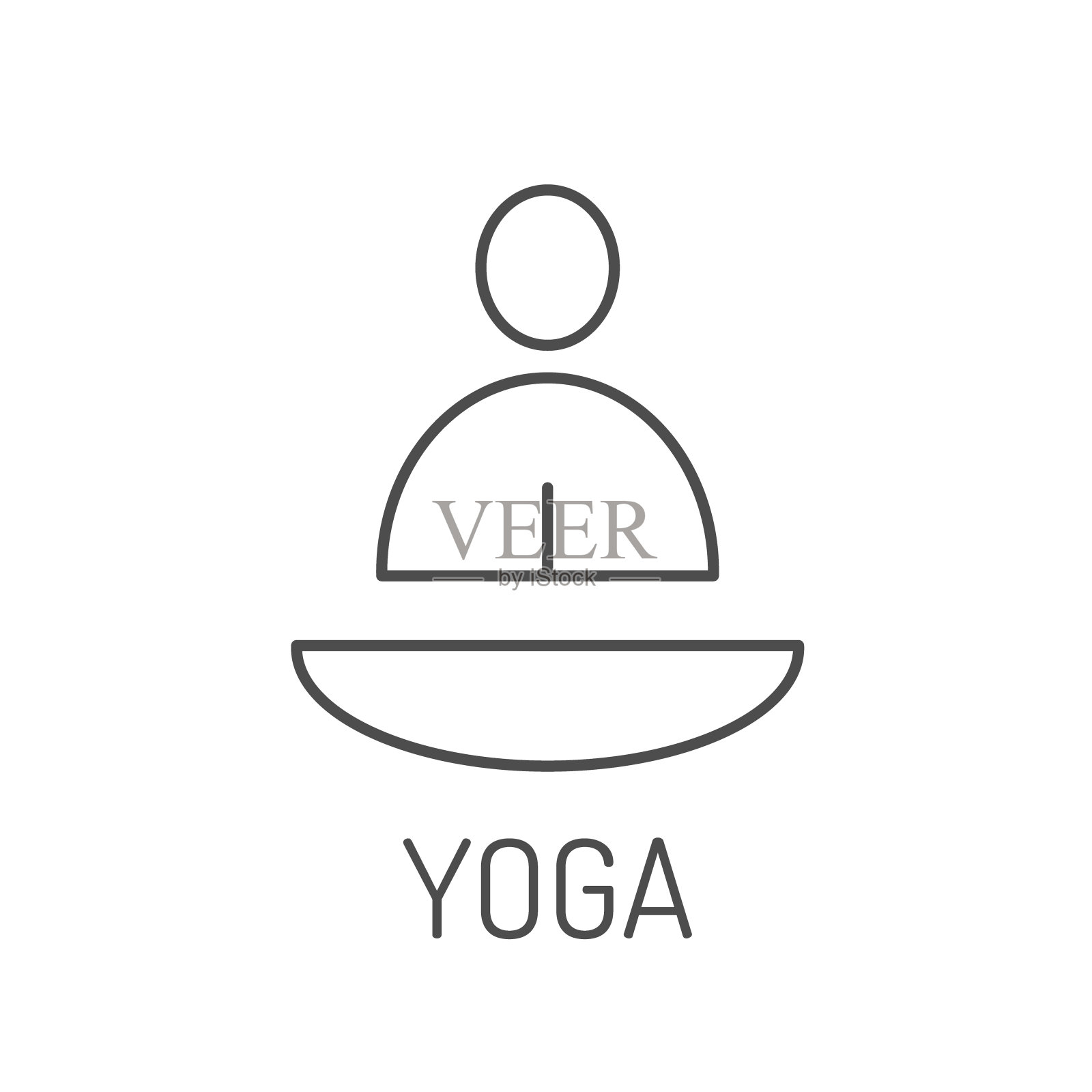 最小轮廓莲花瑜伽姿势设计元素图片