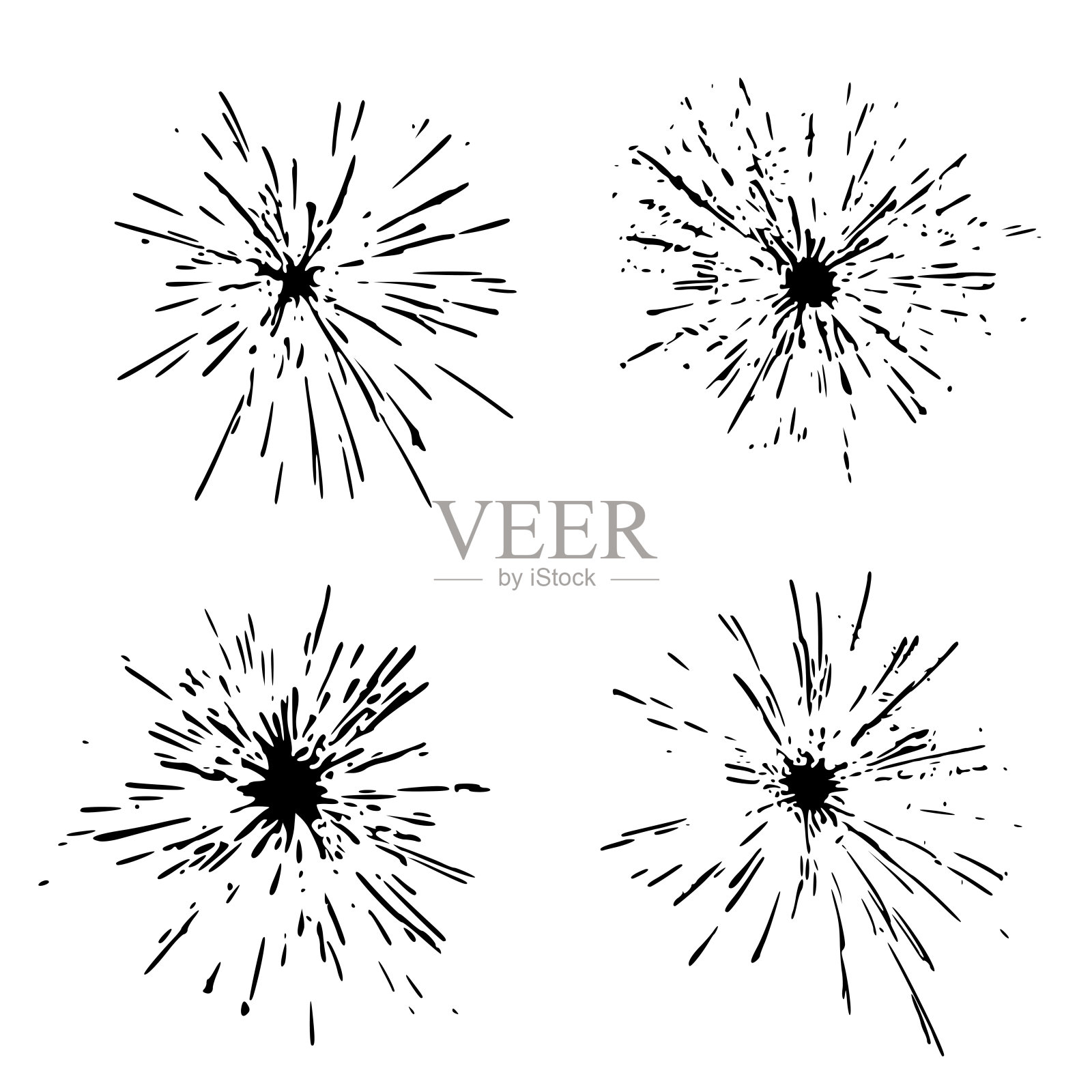 设置黑色斑点隔离在白色。插画图片素材