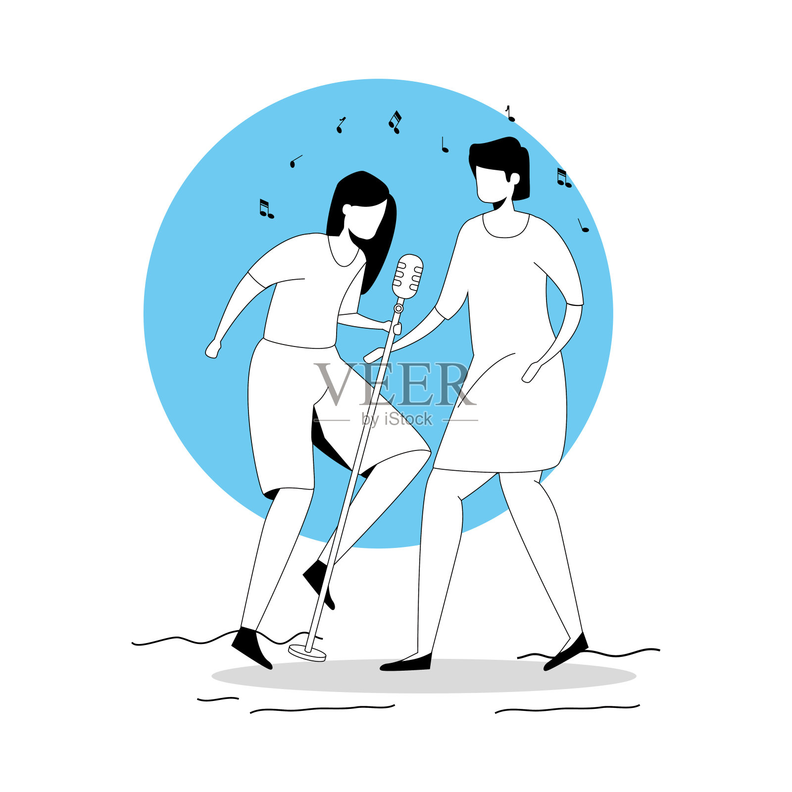 女人唱歌的头像图标插画图片素材