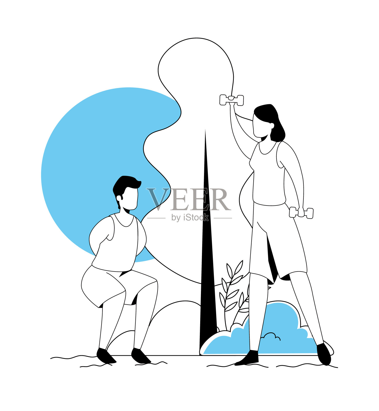 夫妇练习练习在景观头像的角色插画图片素材