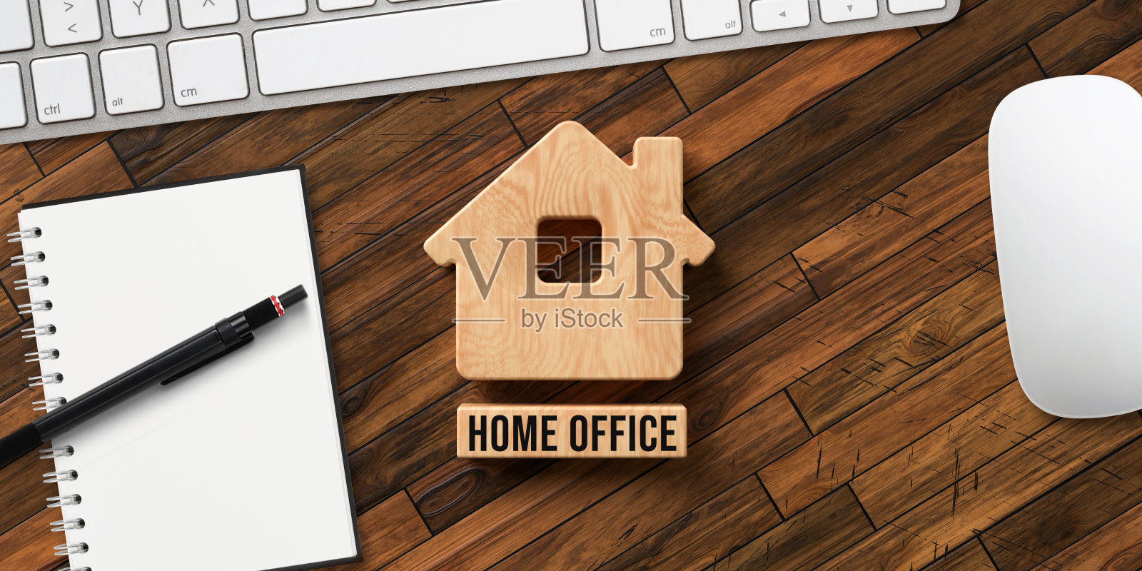 房屋符号和木块与文本家庭办公室照片摄影图片