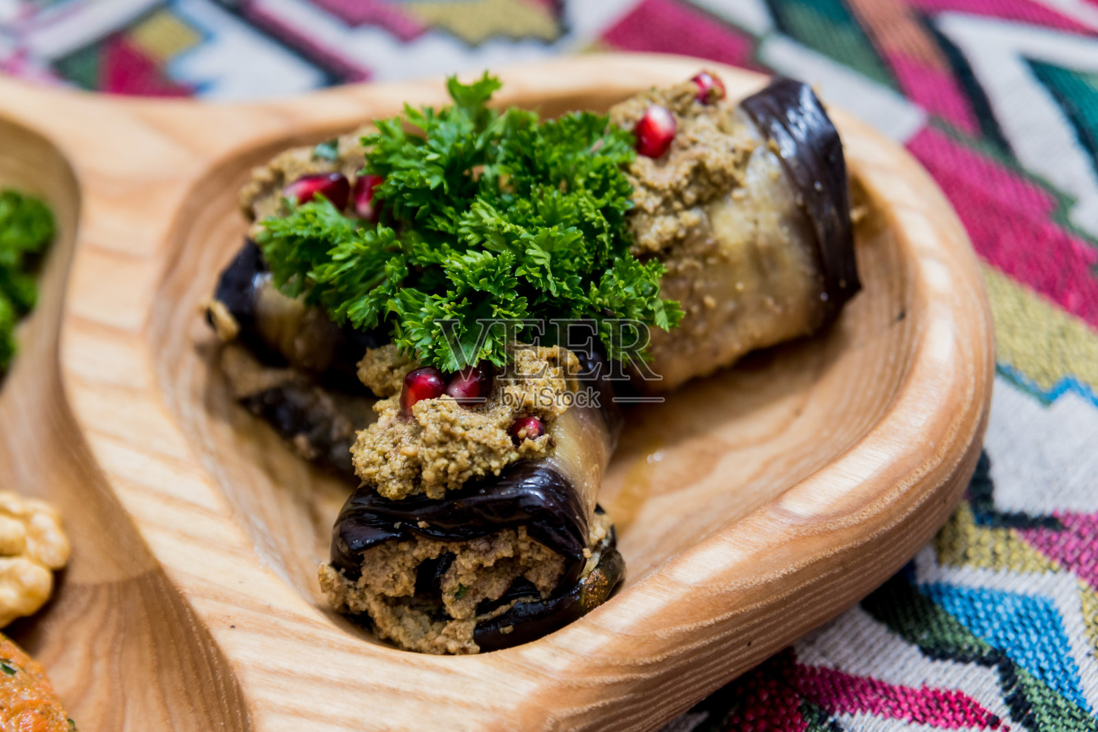 格鲁吉亚美食套装。格鲁吉亚的餐厅。餐厅背景。照片摄影图片