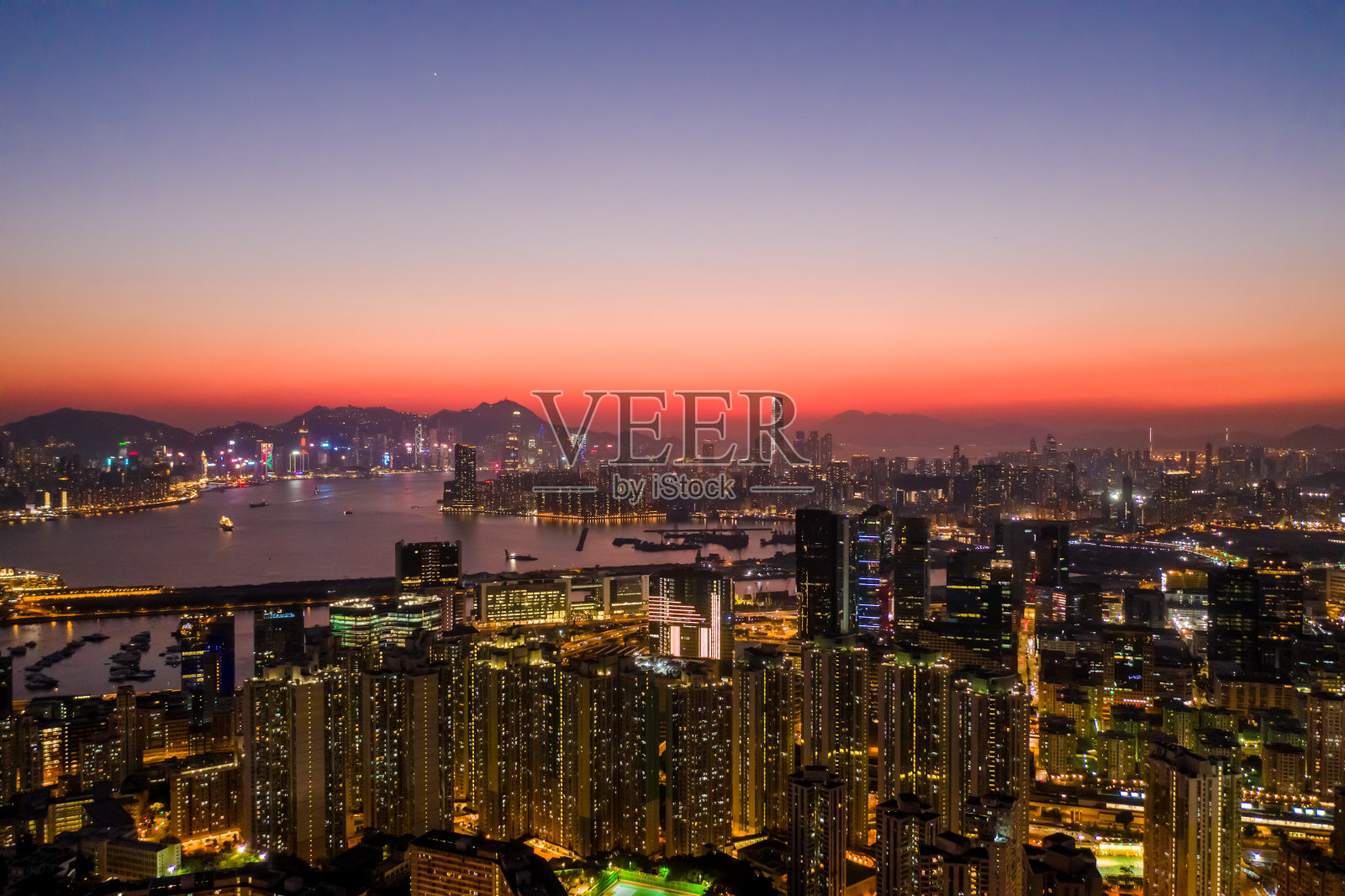 香港夜间住宅区照片摄影图片