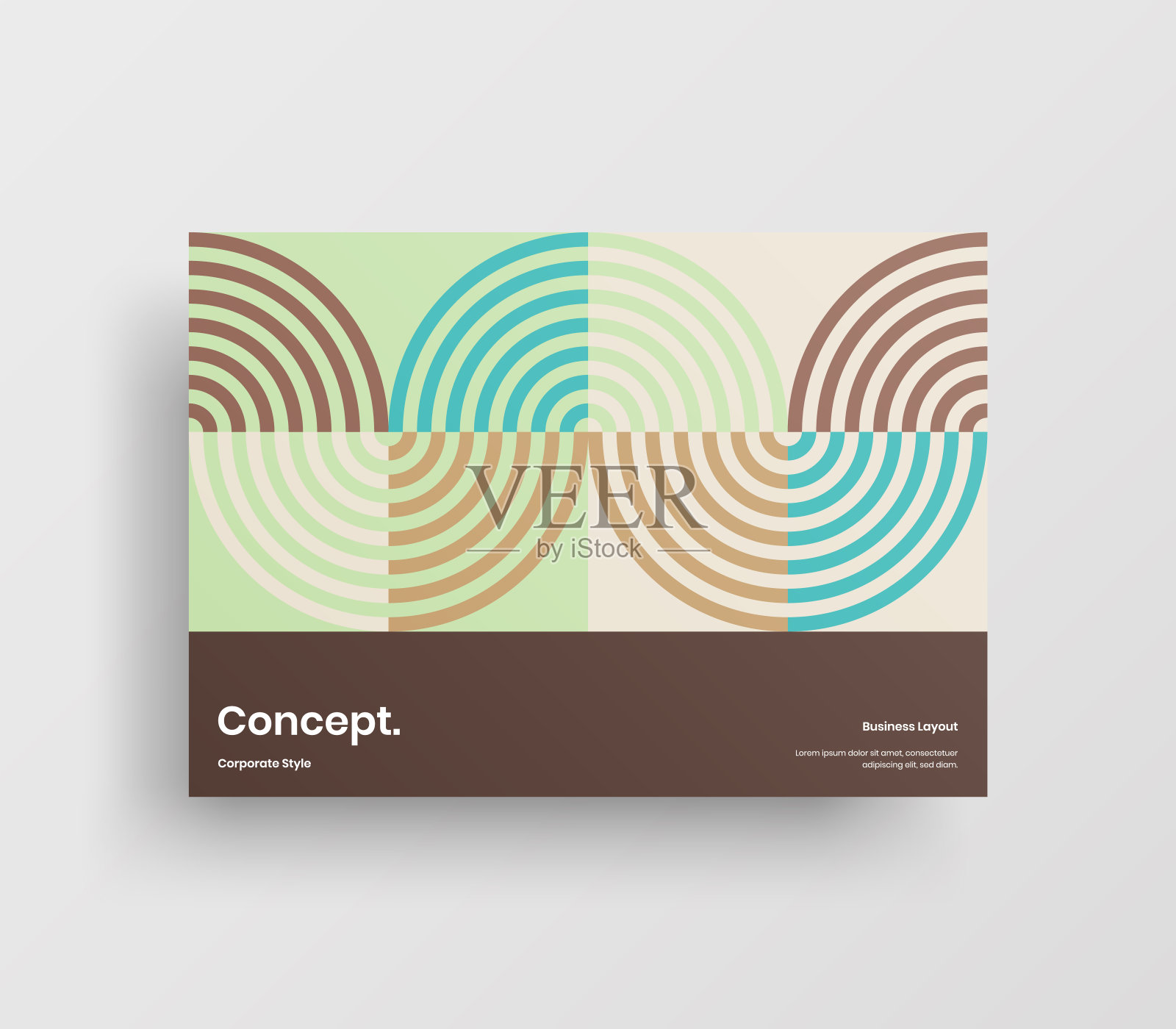 创意业务表示向量A4水平方向首页模拟。现代企业报表封面抽象几何插图设计布局。公司身份手册模板。设计模板素材