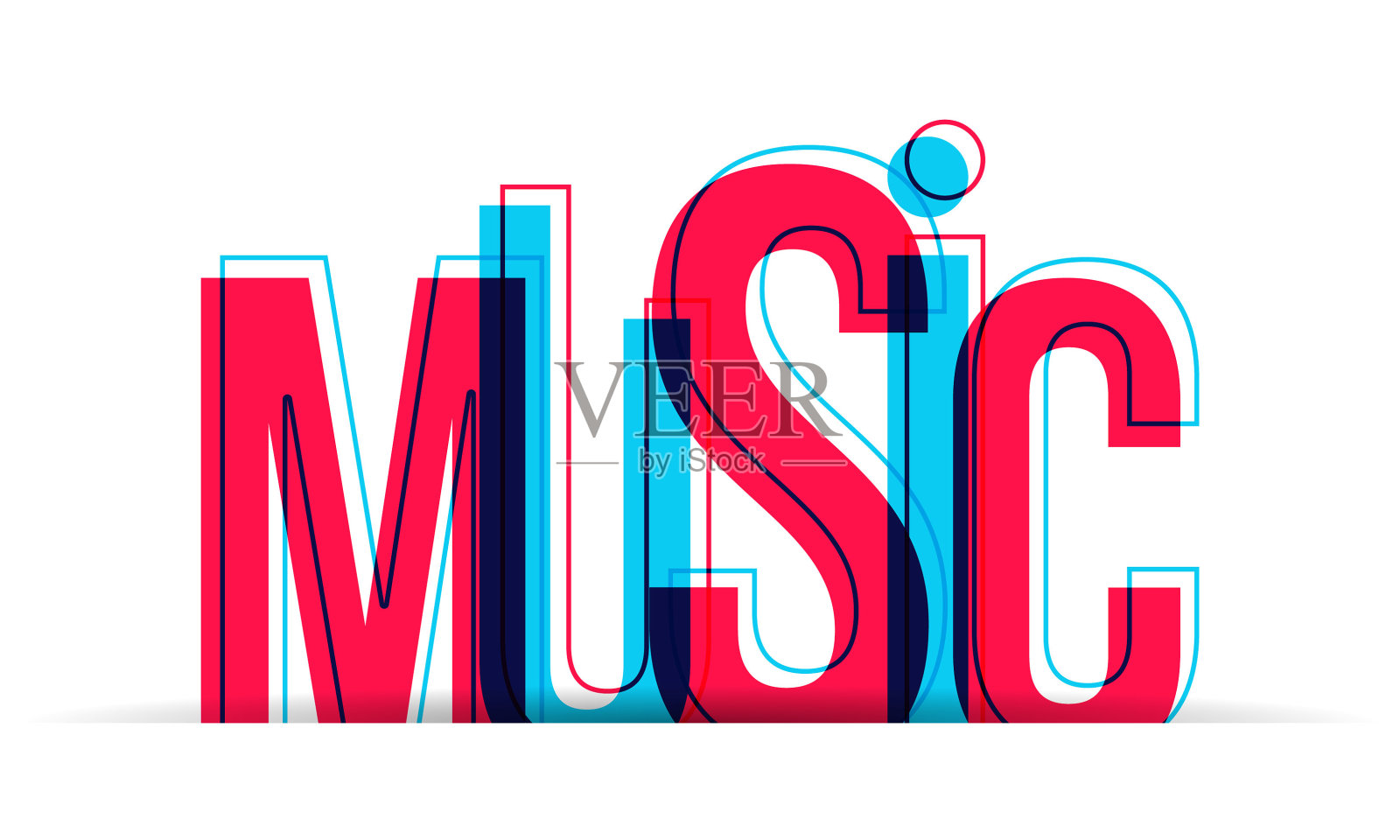 有重叠字母的单词Music插画图片素材