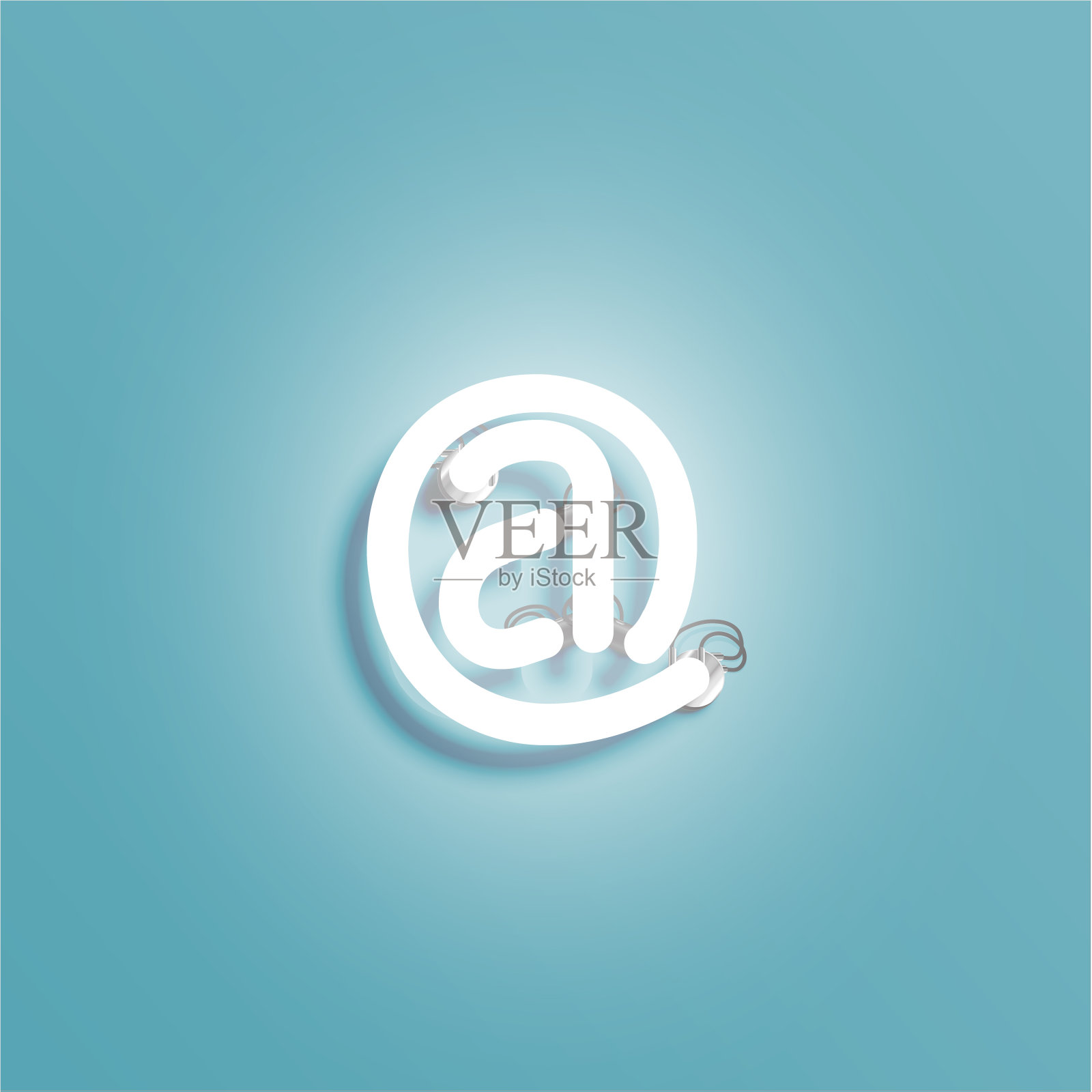 现实霓虹灯字符从字体集，矢量插图插画图片素材