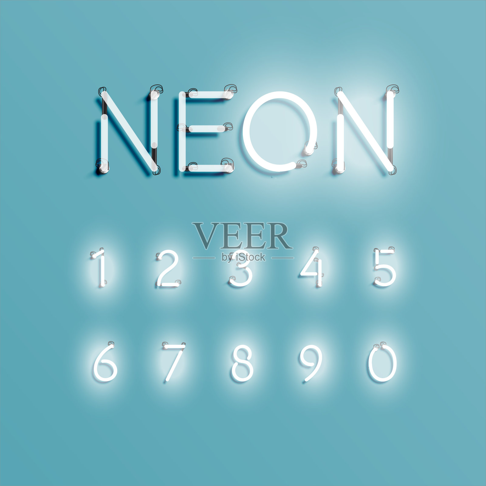 氖气，白色氖气，向量插画图片素材