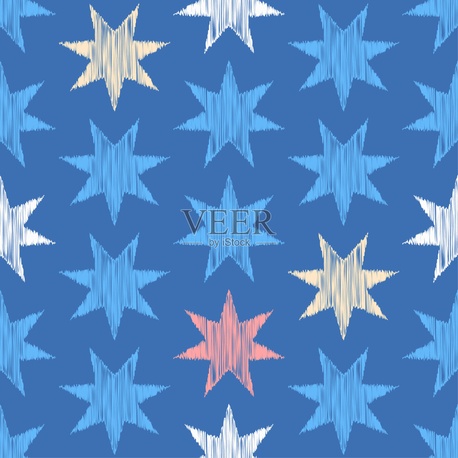 无缝背景与绘制的星星。孵化。夜空。插画图片素材