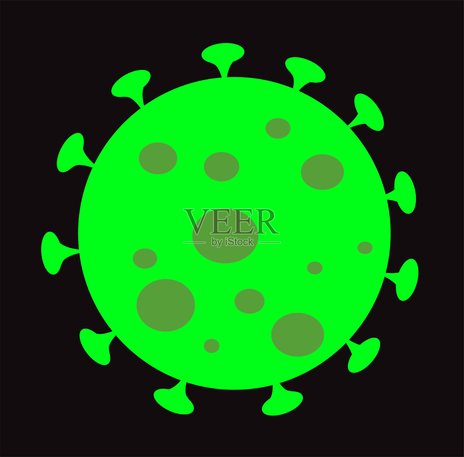 冠状病毒载体图标孤立在黑色背景上插画图片素材