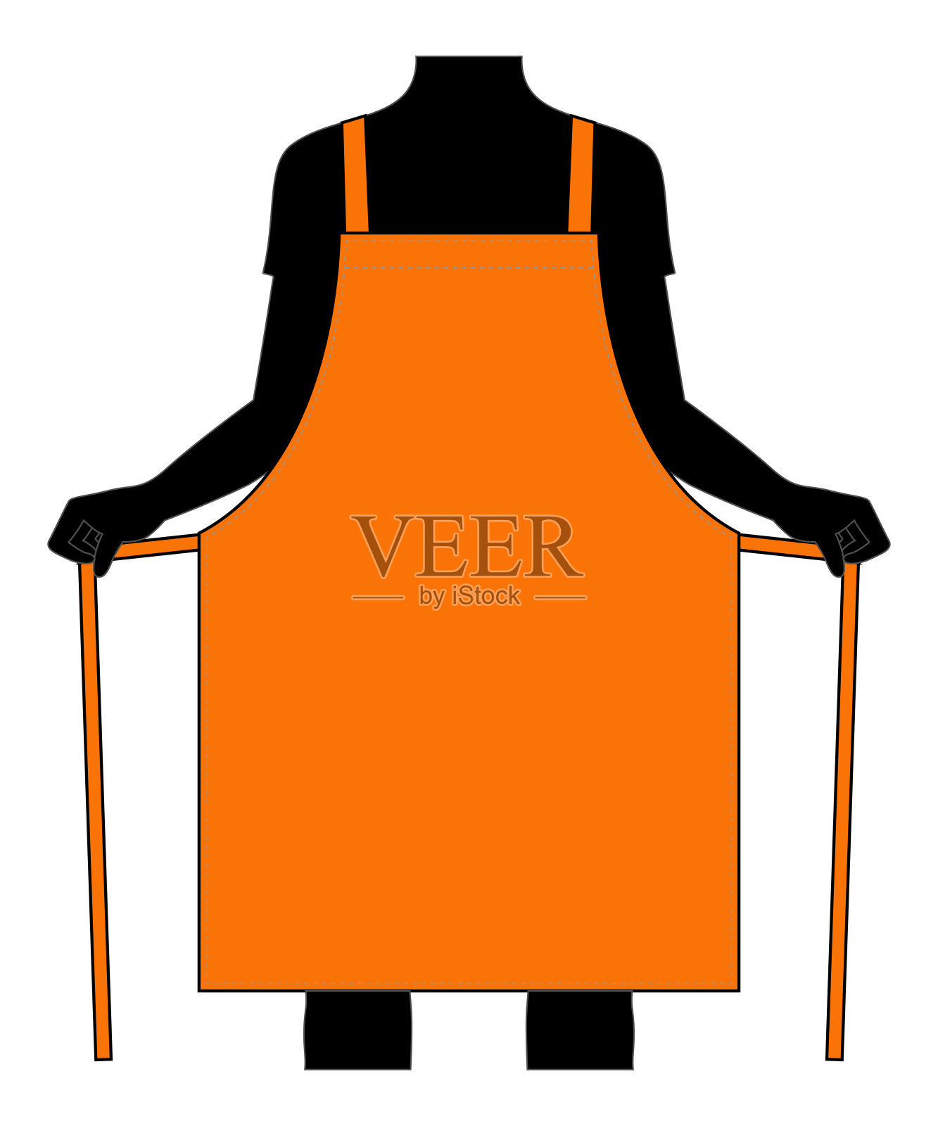 橙色平面围裙矢量模板。插画图片素材