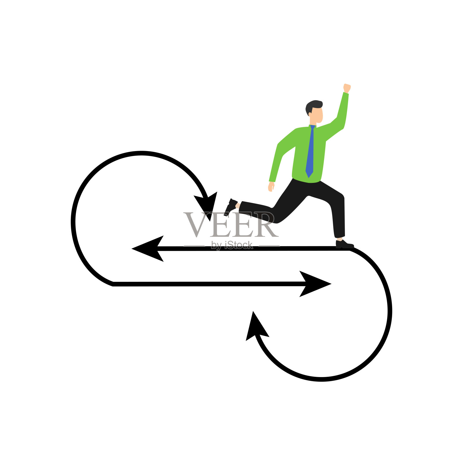 灵活性箭头。矢量图标平面卡通人物孤立在白色背景。eps图标素材