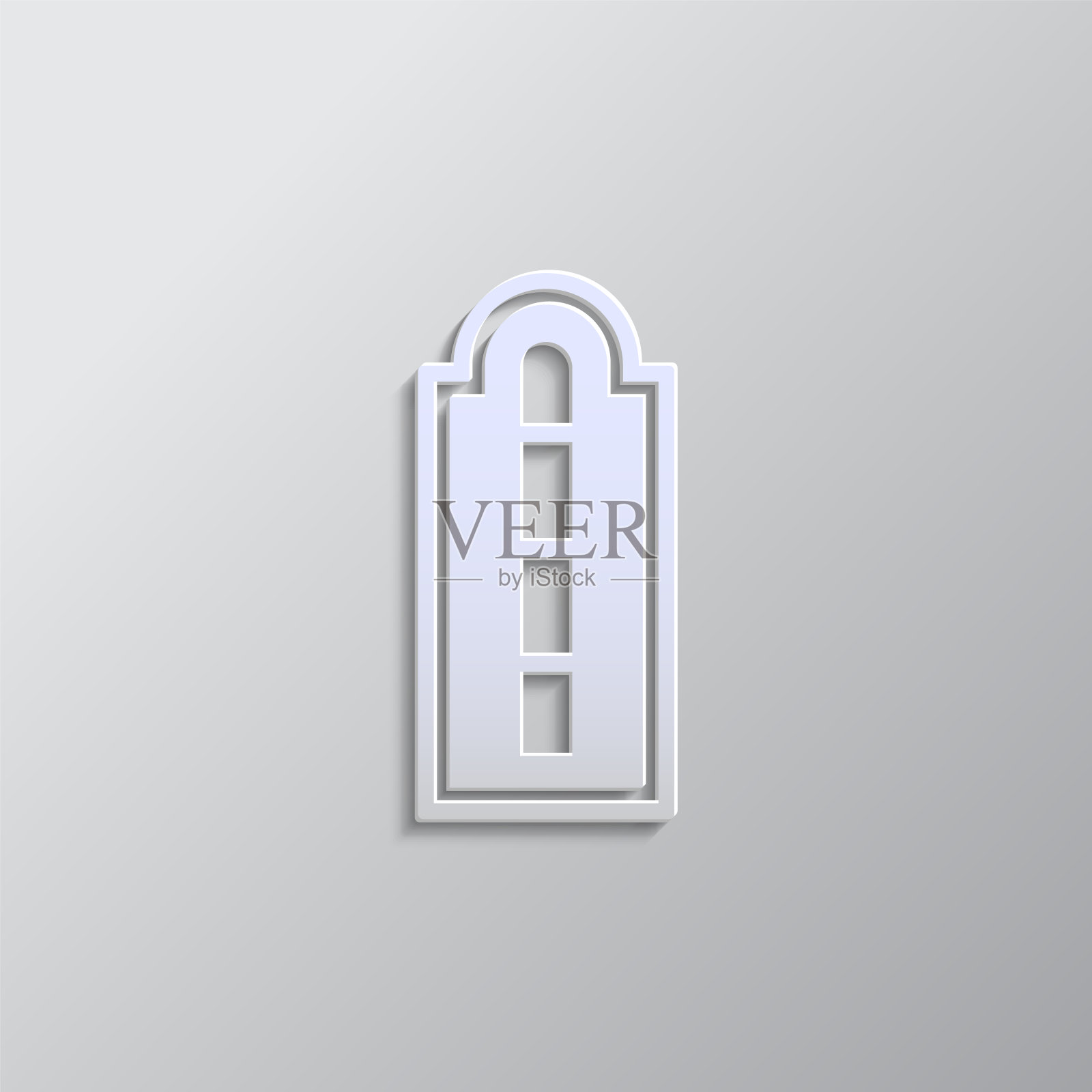 门，图标纸风格。灰色的颜色向量。纸张样式矢量图标图标素材