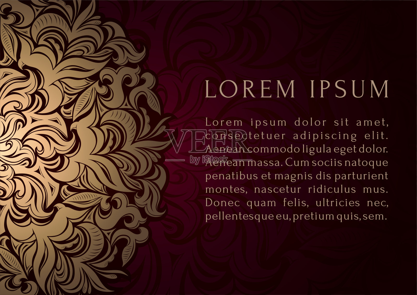 红色和金色的豪华背景矢量。伊斯兰佩斯利曼荼罗皇家图案卡模板插画图片素材