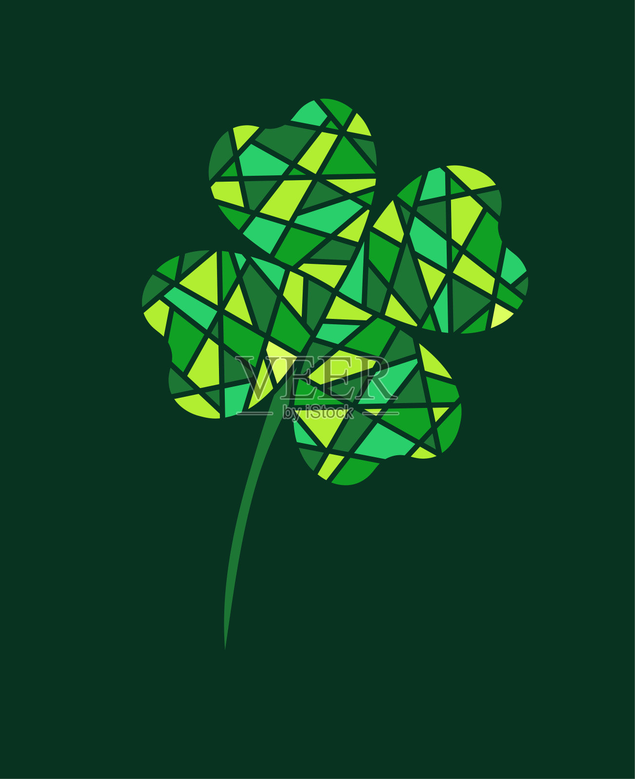 纸制四叶三叶草。马赛克。背景与文本的地方。圣帕特里克节的象征。向量插画图片素材