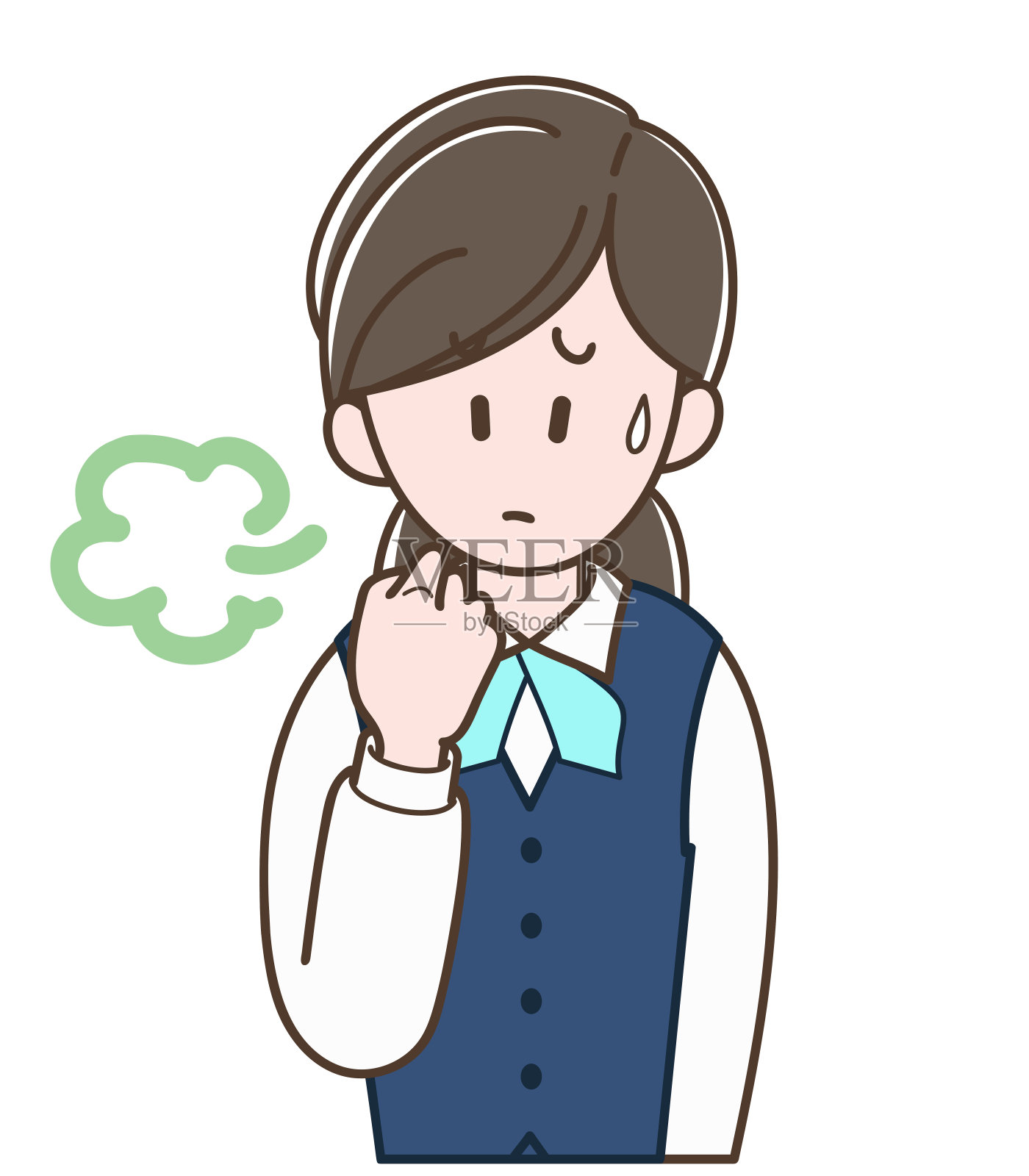 一个穿着制服的女人在叹气，陷入困境插画图片素材