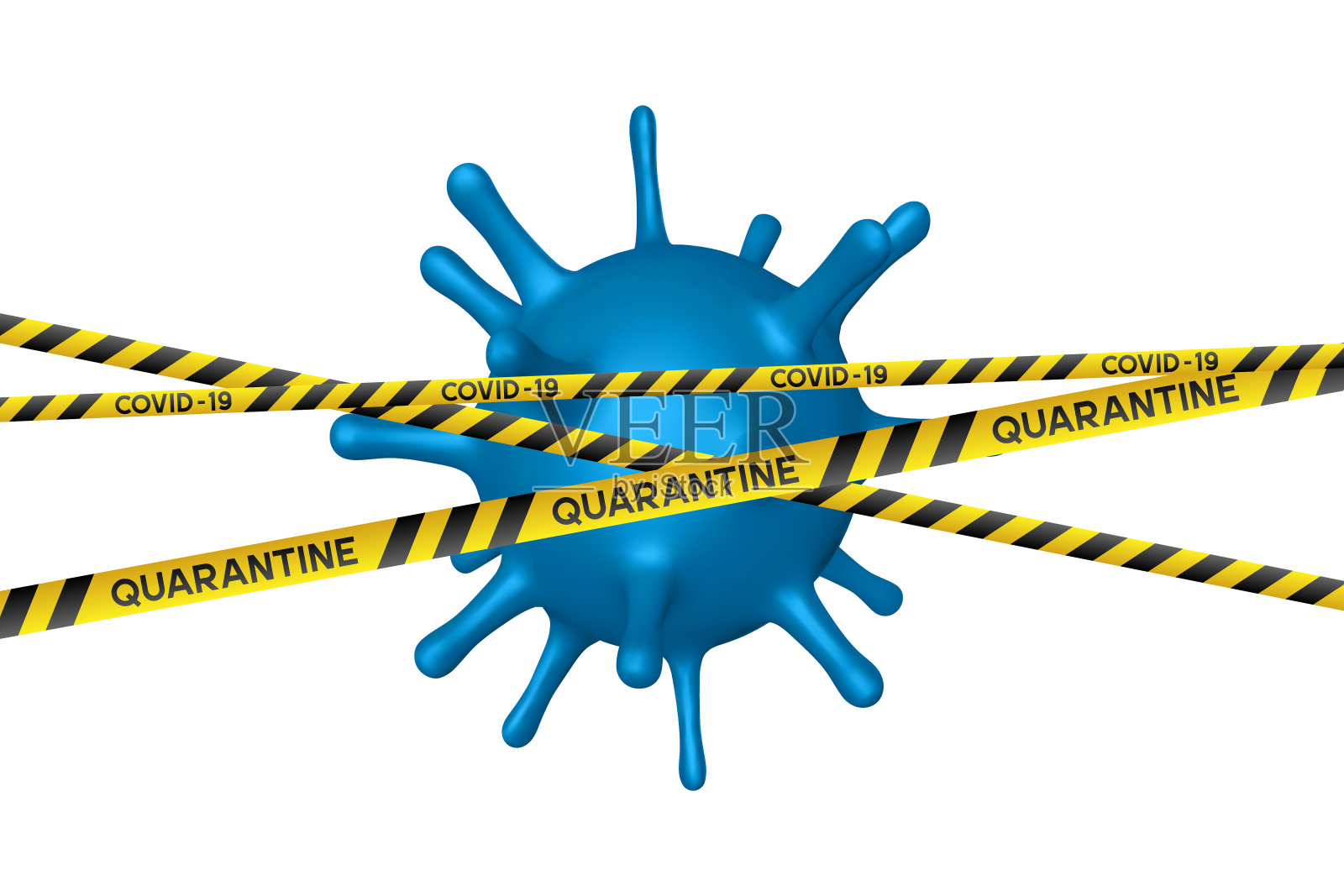 警告冠状病毒检疫横幅。插画图片素材