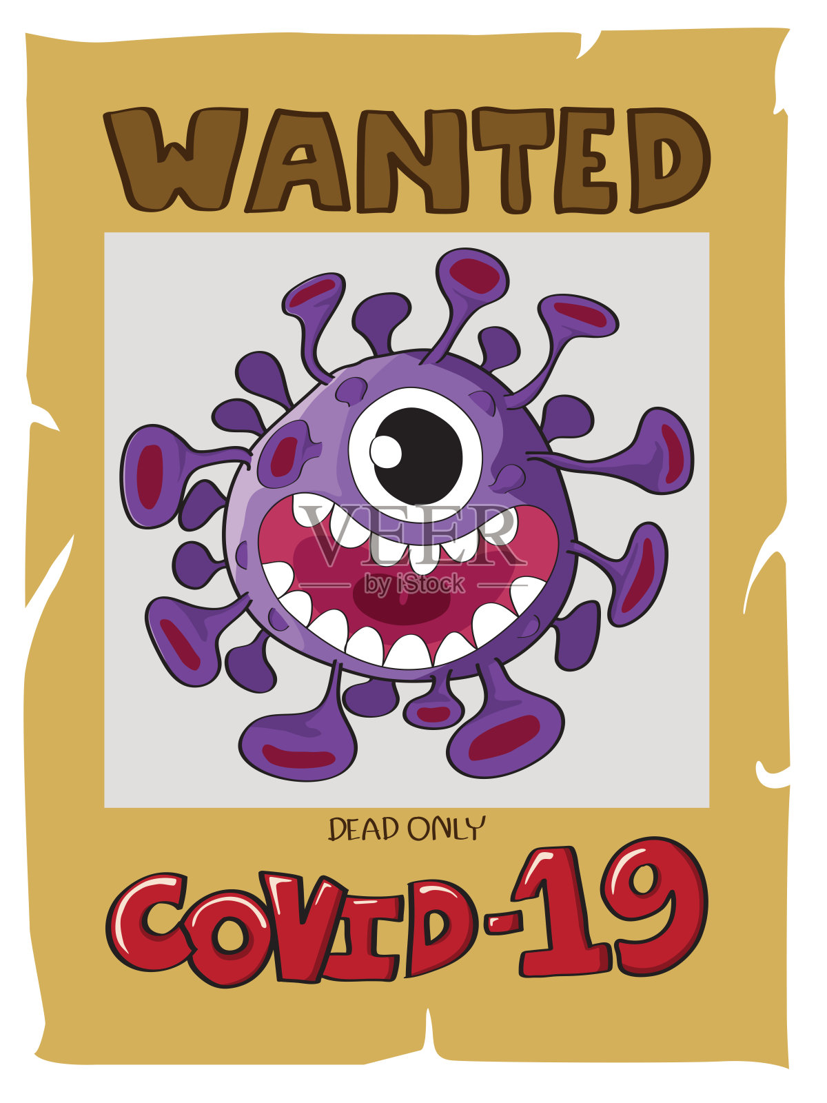 Vector Wanted Covid-19(冠状病毒)在白色背景上分离。插画图片素材