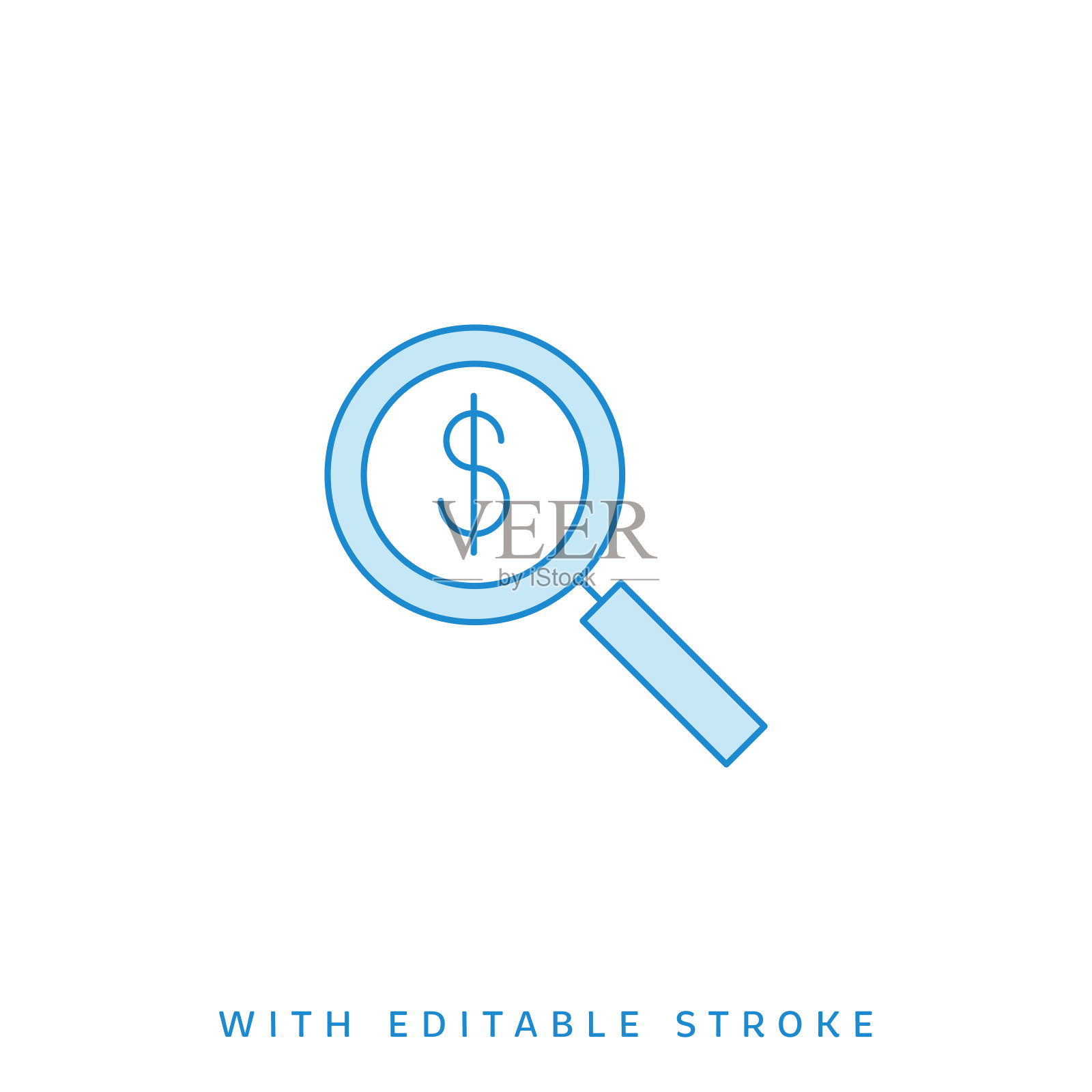 放大镜图标与可编辑的笔触。插画图片素材