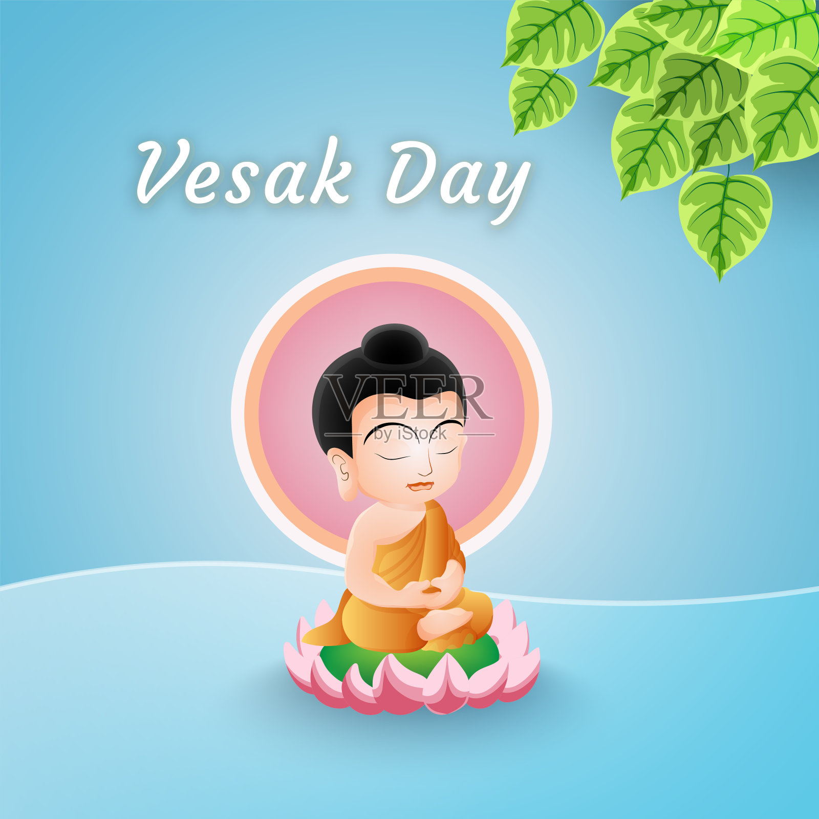 小佛在幸福卫塞日。可爱的贺卡插画图片素材