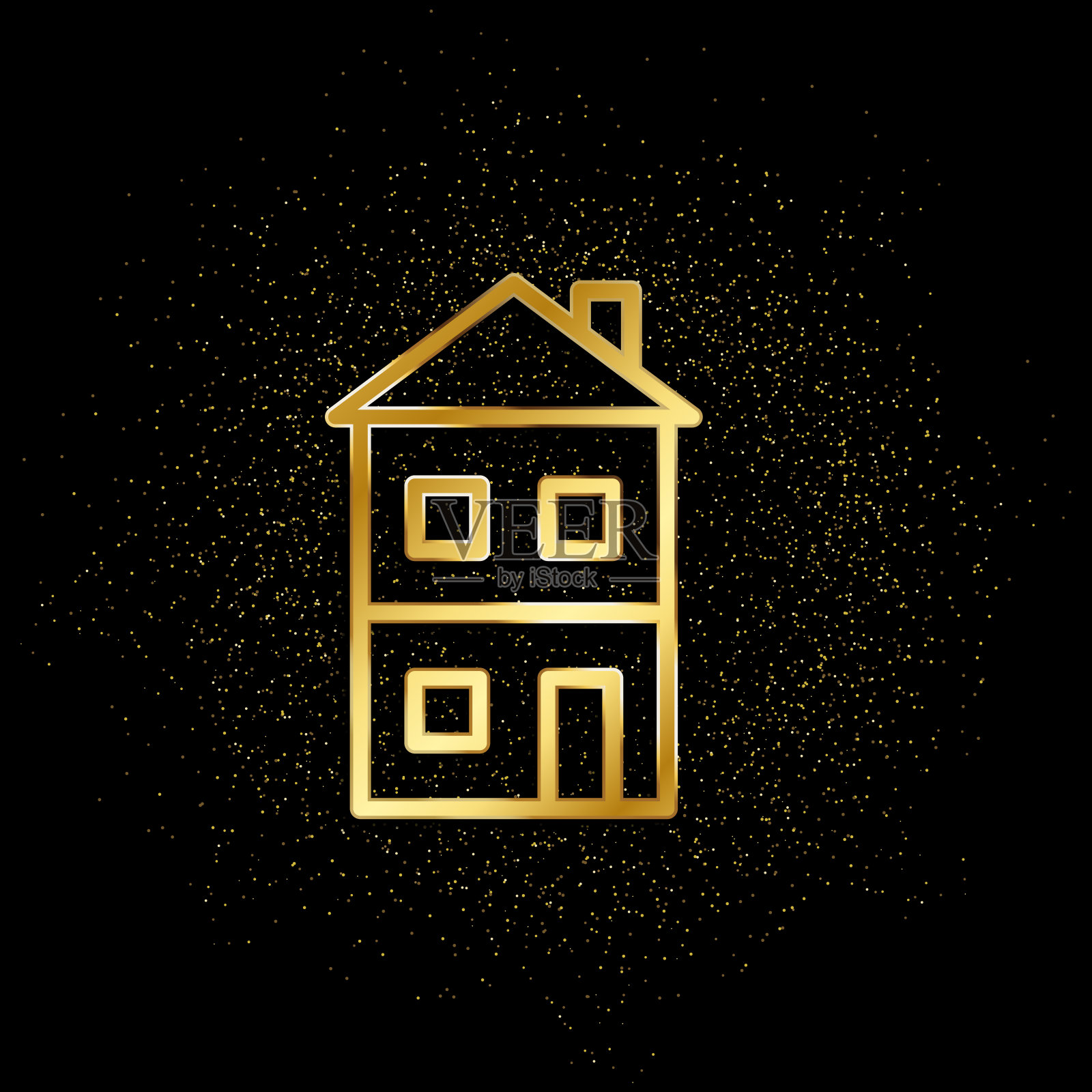 建筑房屋露台金色图标房地产概念矢量插图插画图片素材