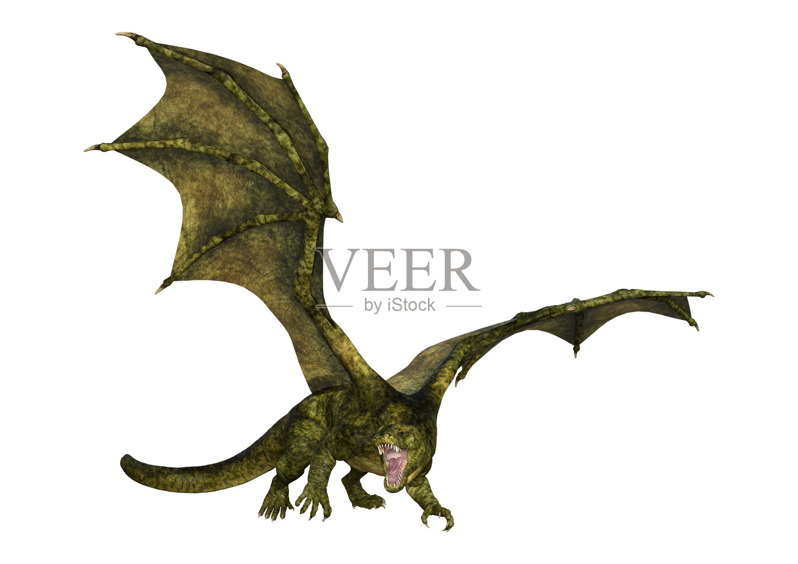 3D插图幻想龙在白色照片摄影图片