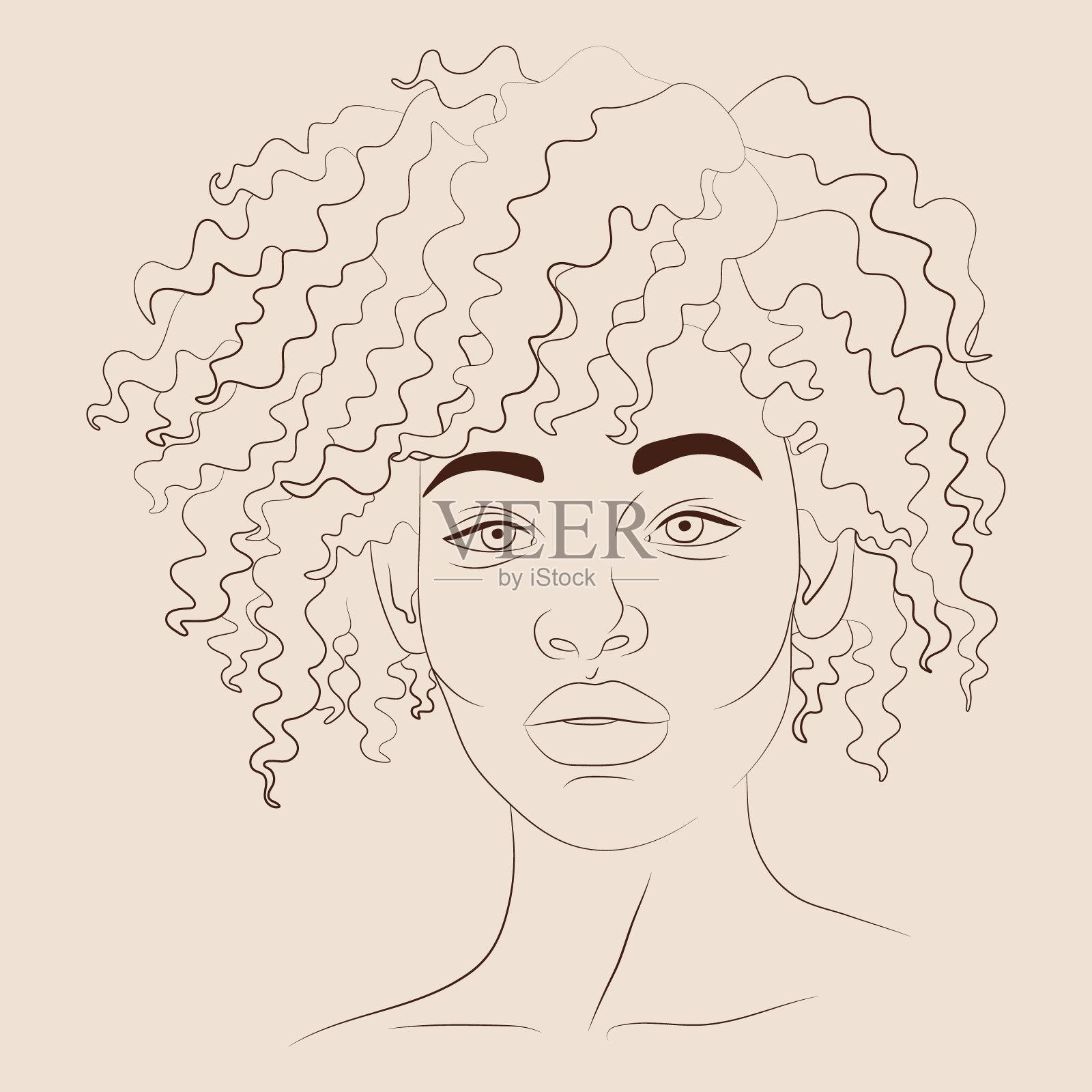 美丽的黑人女人的矢量插图插画图片素材