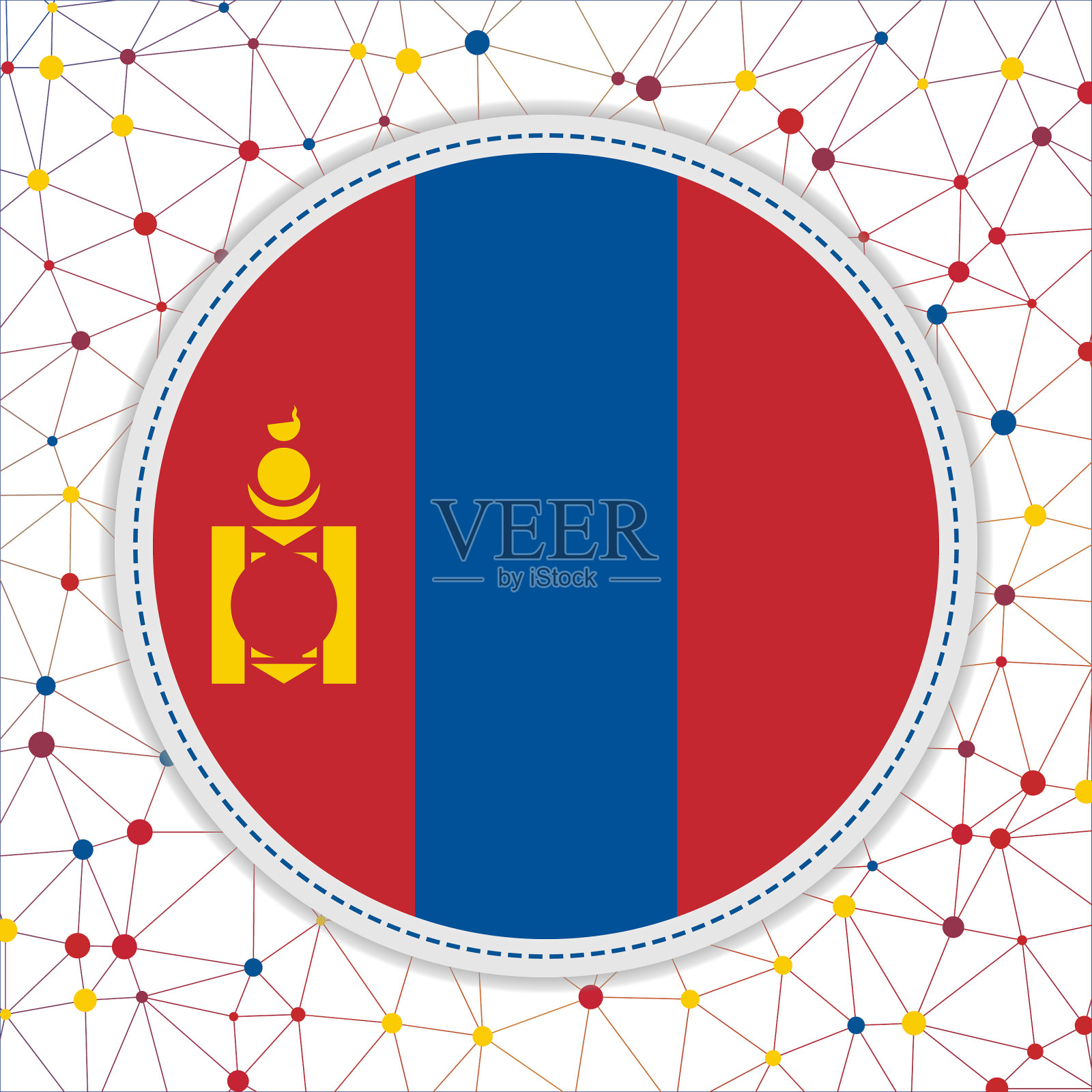 以网络为背景的蒙古国旗。插画图片素材